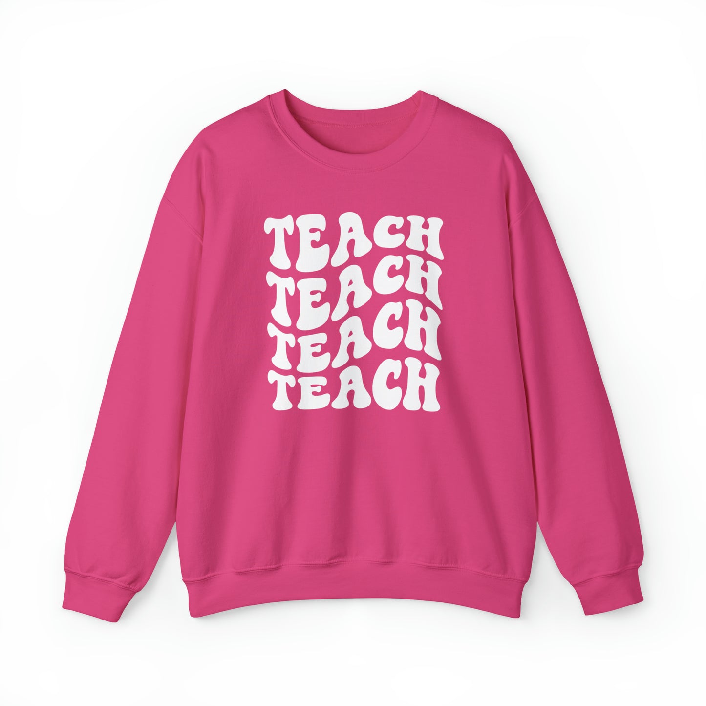 Teach Teach Teach Teach White Logo Unisex Heavy Blend™ Crewneck Sweatshirt