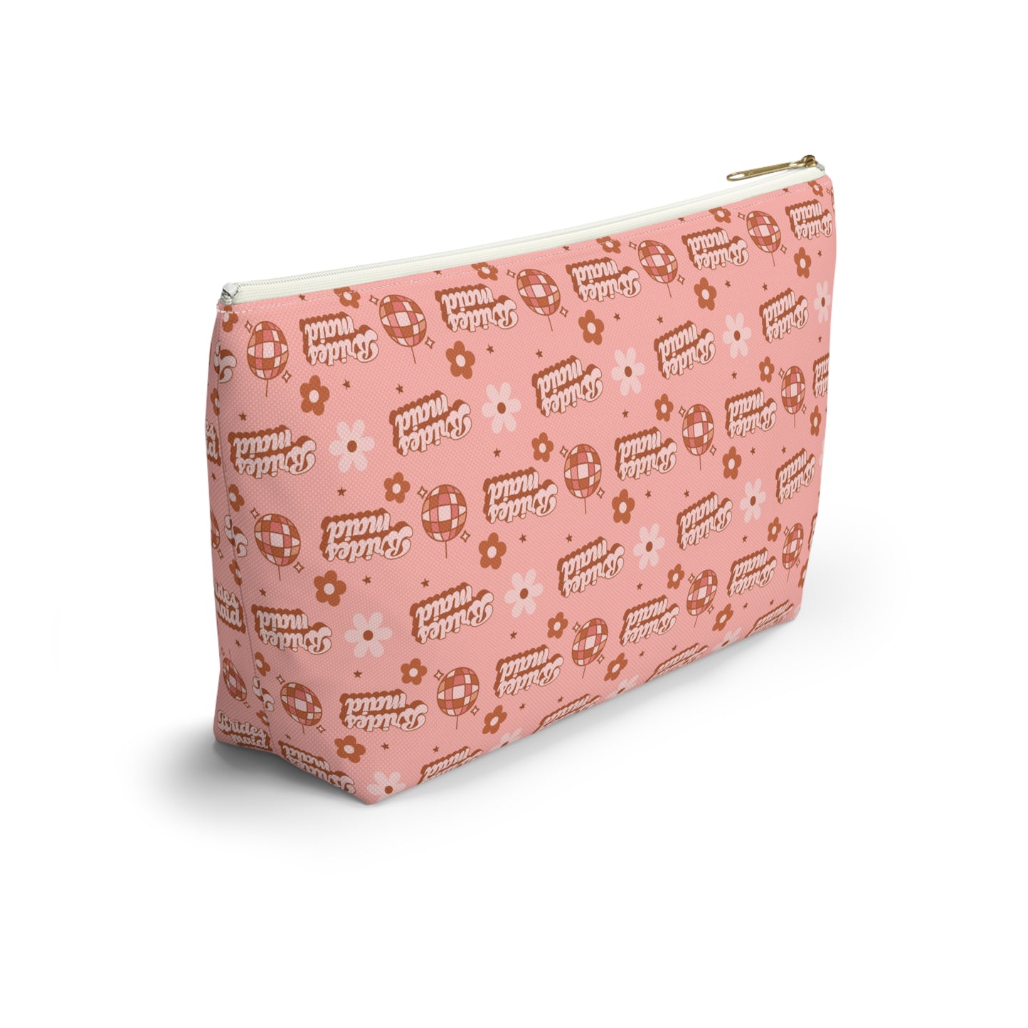 Retro Bridesmaid Pink Disco Ball Print Design  Accessory Pouch w T-bottom