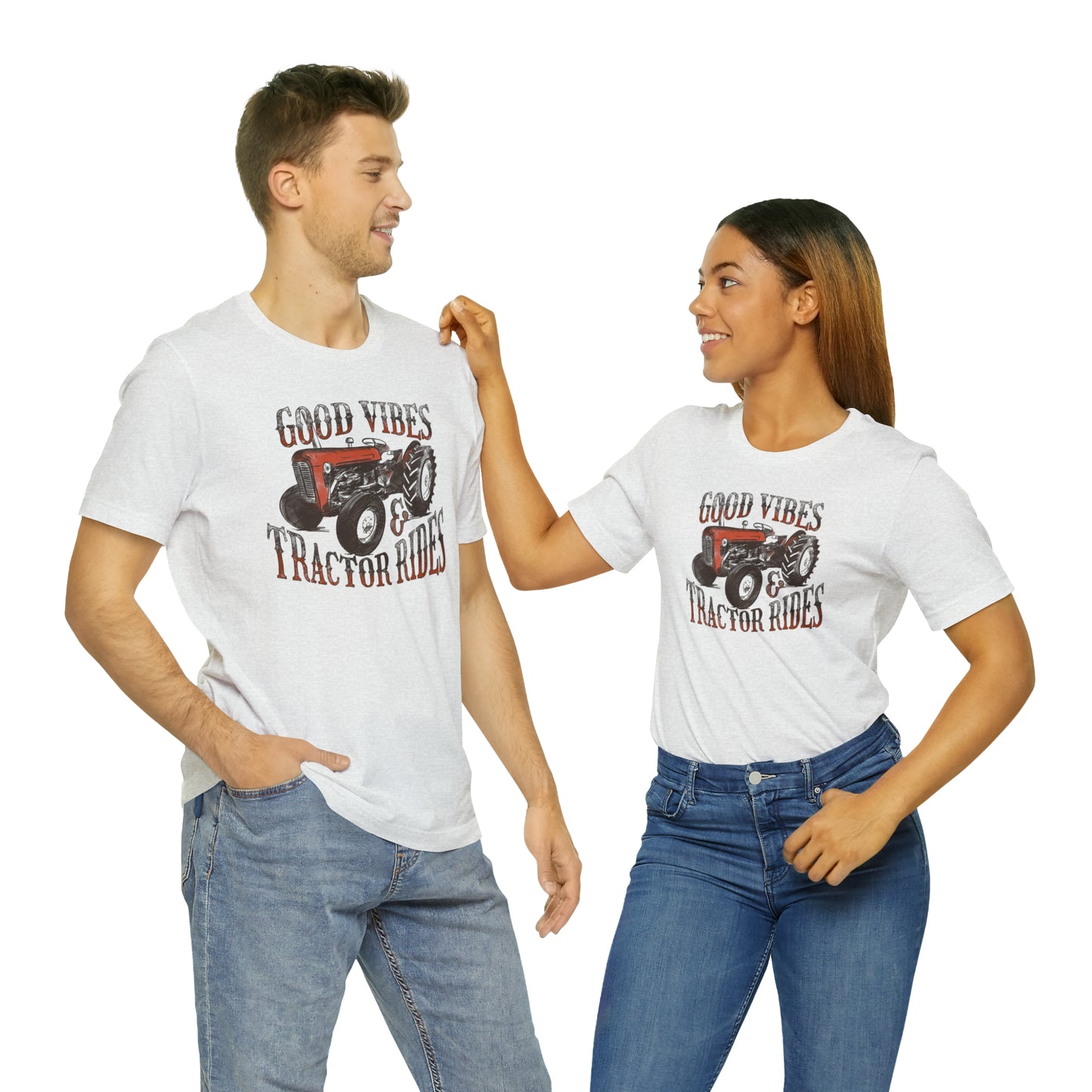 Vintage Good Vibes and Tractors Unisex Jersey Short Sleeve Tee