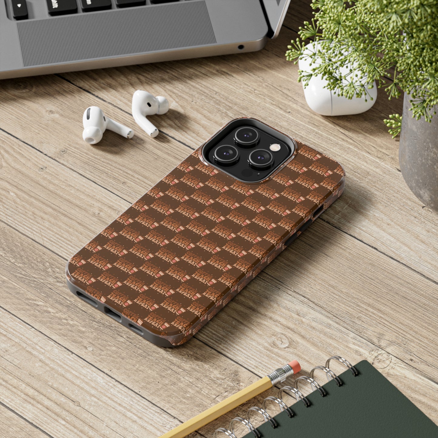 Coffee Teach Repeat Patterned Tough Phone Cases