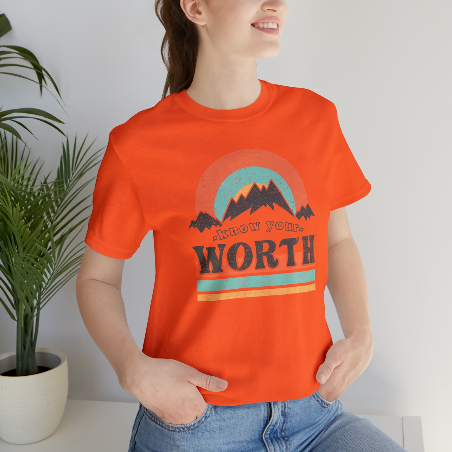 "Know Your Worth" Unisex Jersey Short Sleeve Tee