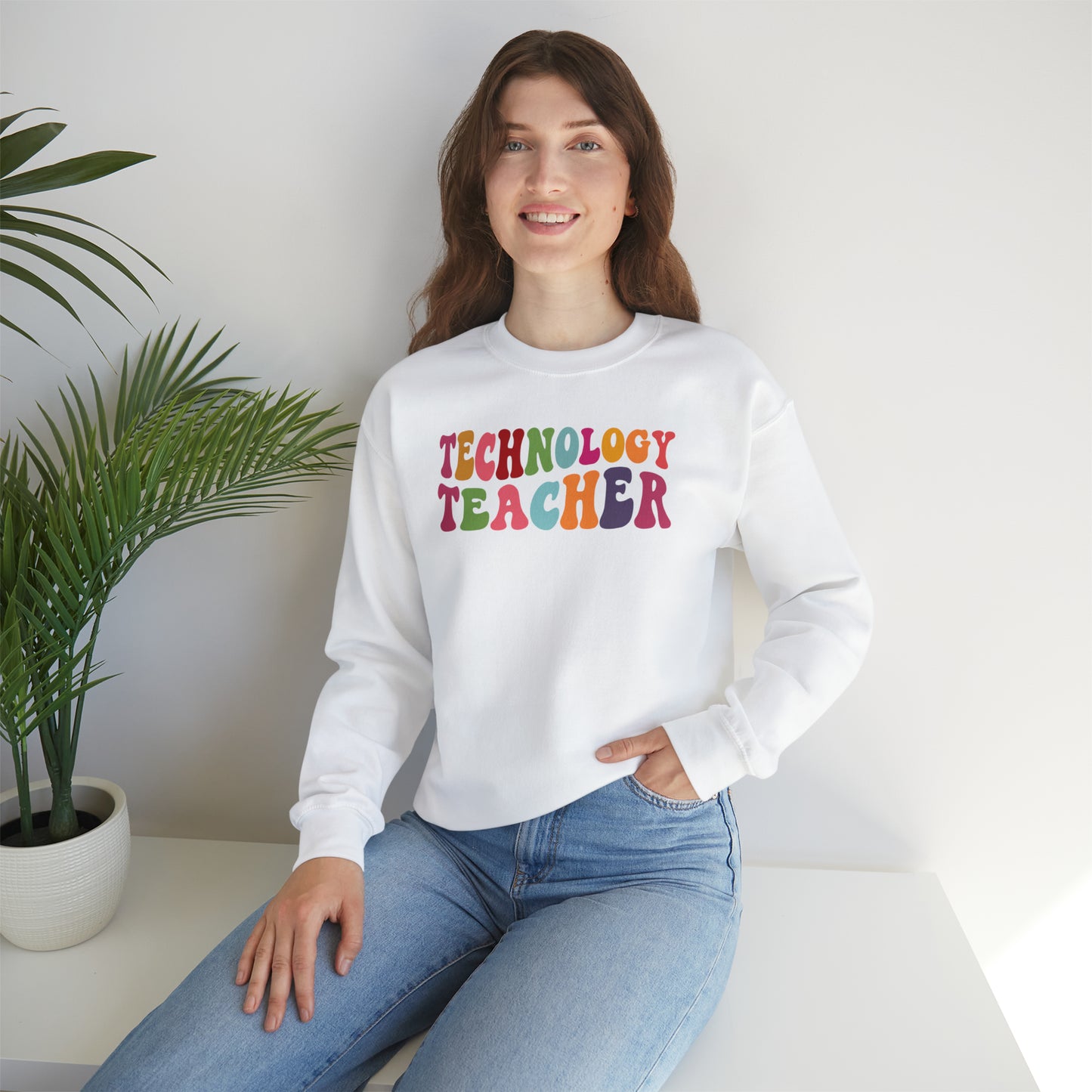 Multi-Colored Technology Teacher Lined Heavyweight Crewneck Sweatshirt