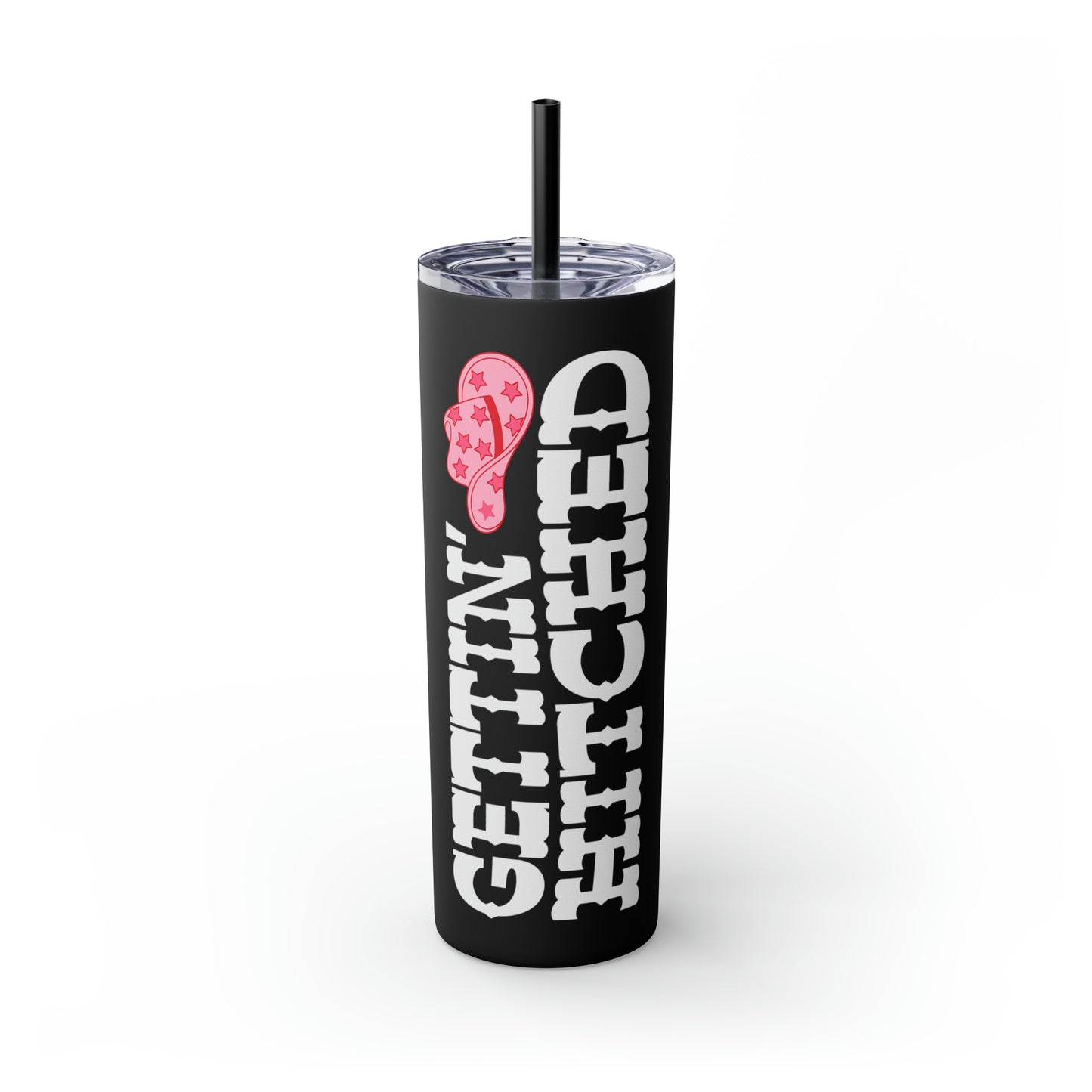 Gettin Hitched Skinny Tumbler with Straw, 20oz