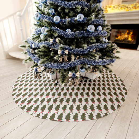 Holly and Berry Leaf Round Tree Skirt