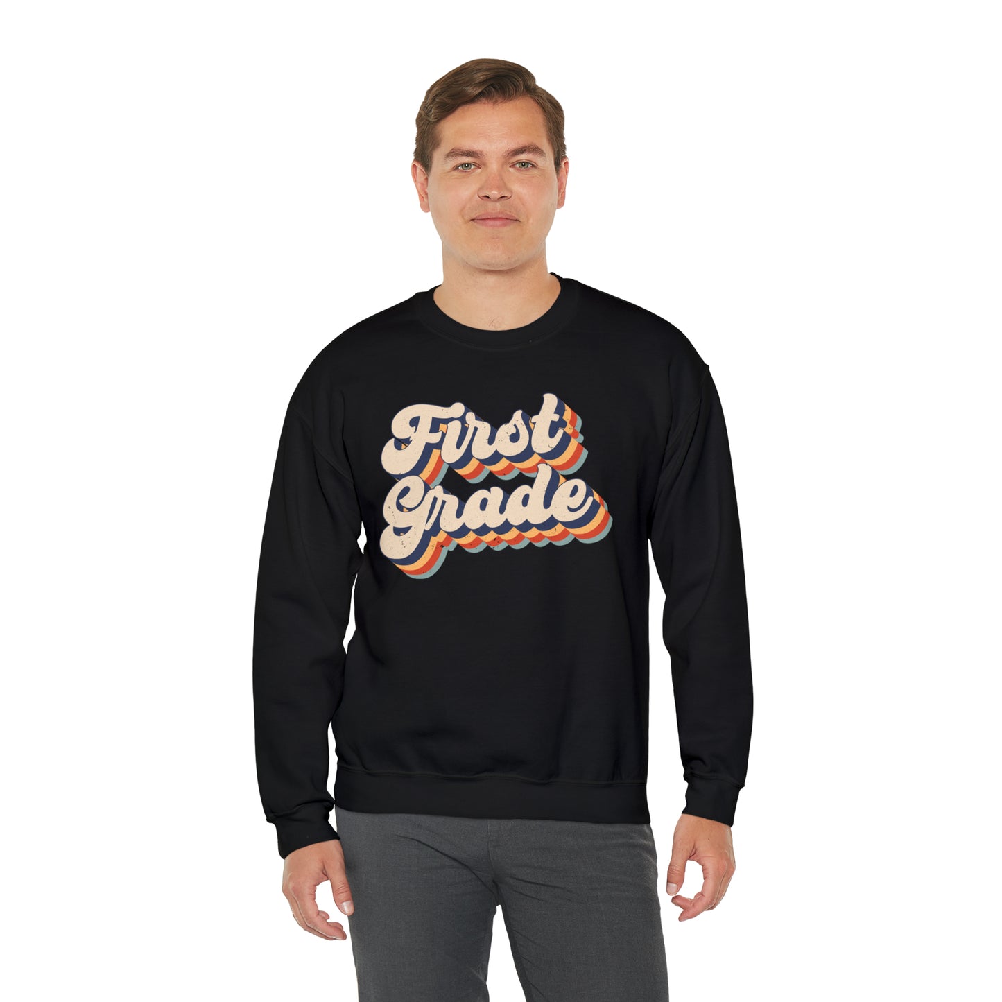 Retro 1st Grade Unisex Heavy Blend™ Crewneck Sweatshirt