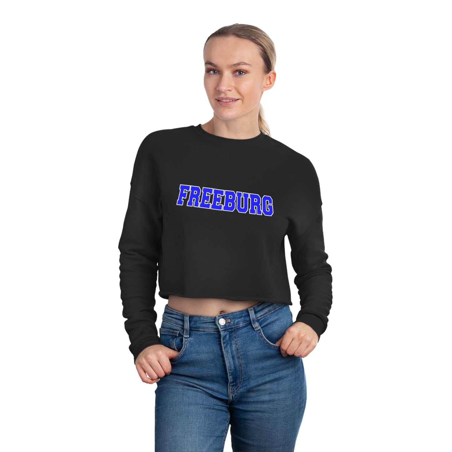 Freeburg Midgets University Print Women's Cropped Sweatshirt - Black