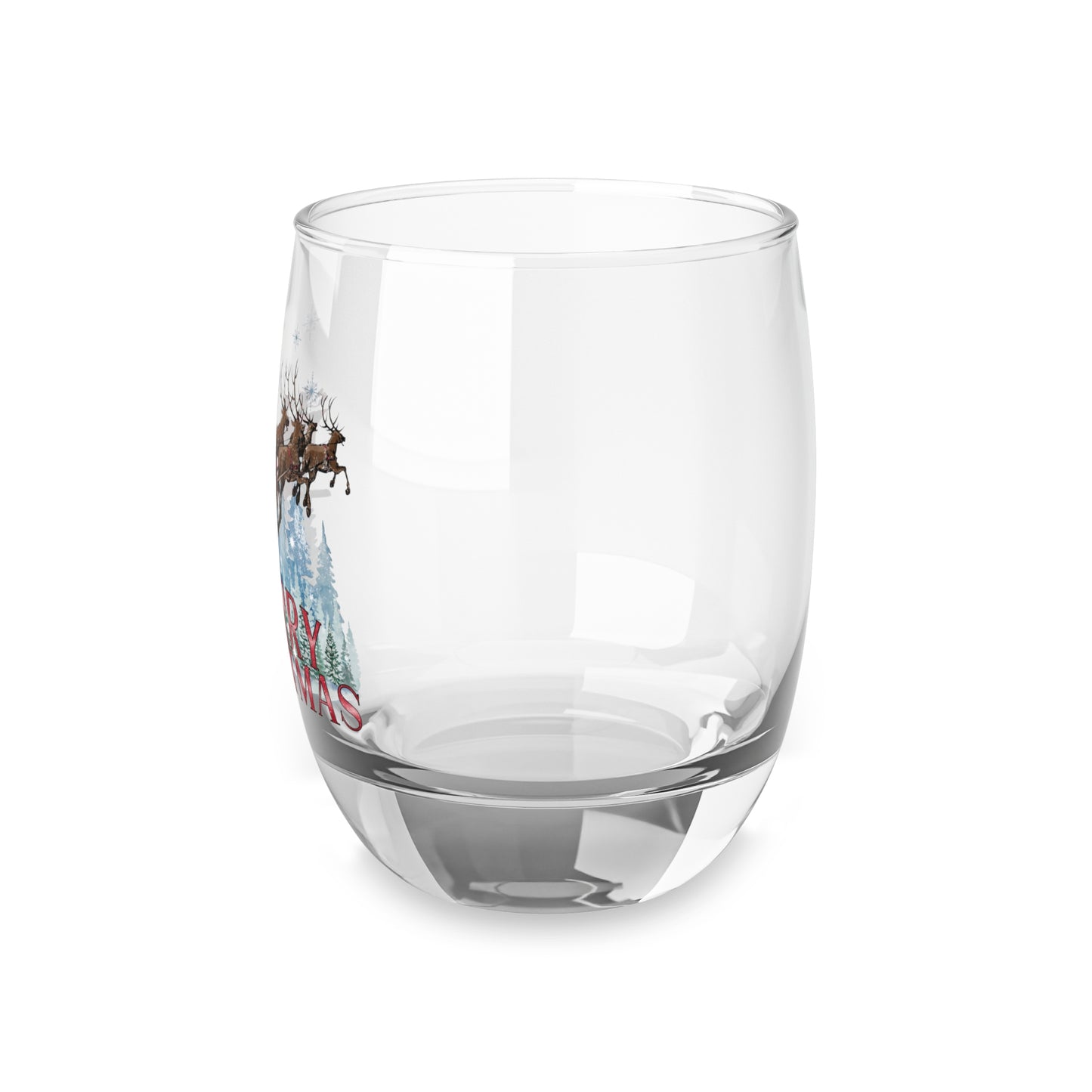 Merry Christmas Santa Sleigh Whiskey Glass