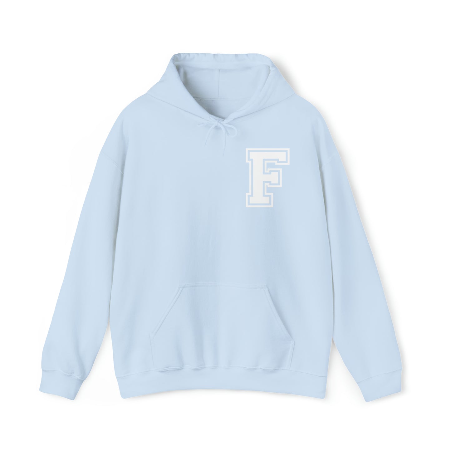 Front to Back Design - Varsity F Vertical Freeburg Midgets Logo Hooded Sweatshirt