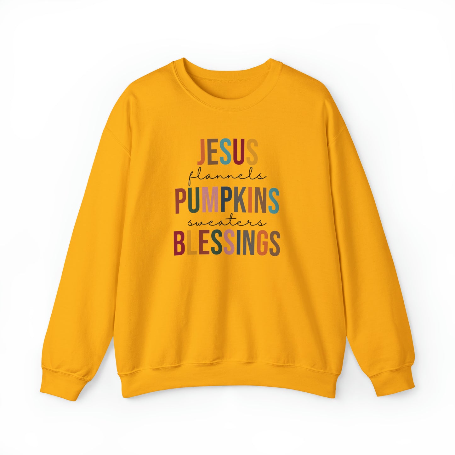 Jesus Flannels Pumpkins Sweaters Blessings Fall Halloween Retro Warm Colored  Unisex Heavy Blend™ Crewneck Sweatshirt