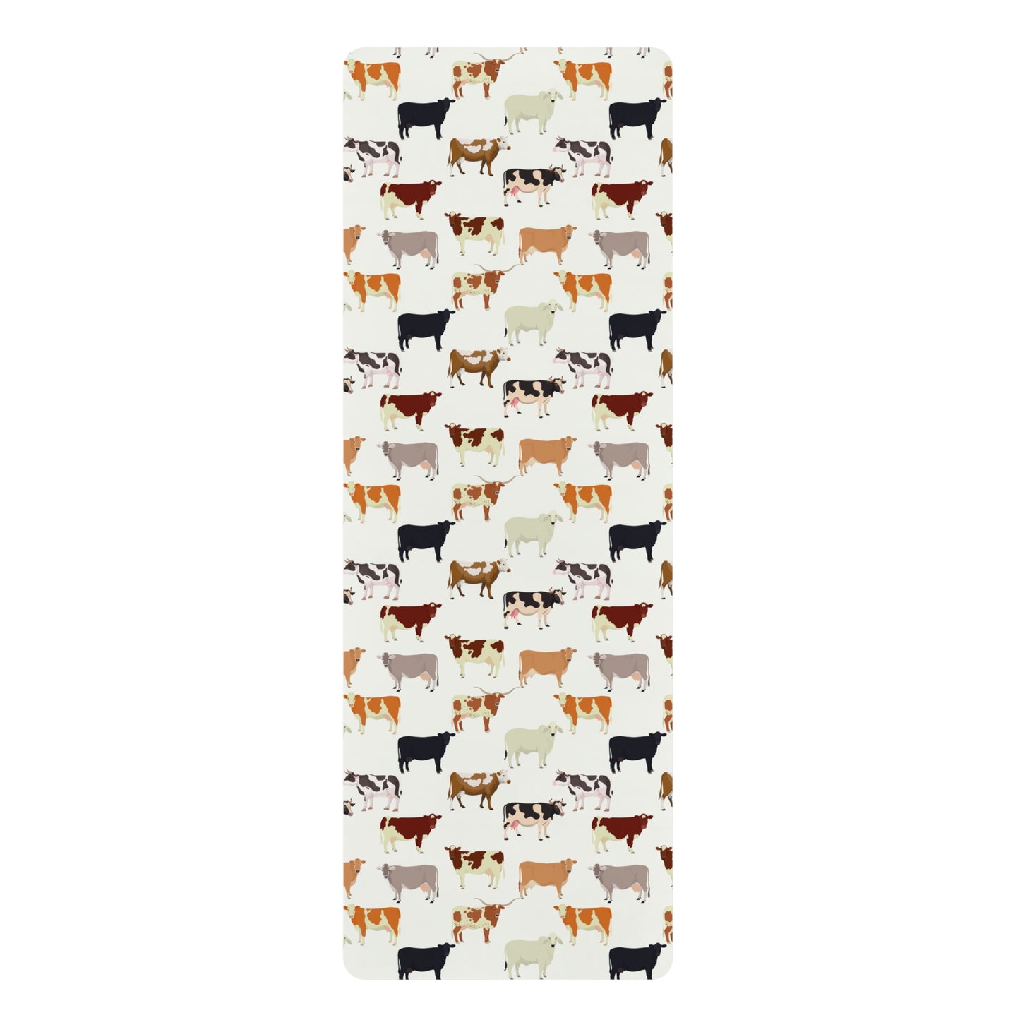 Many Cow Breed Patterned Rubber Yoga Mat