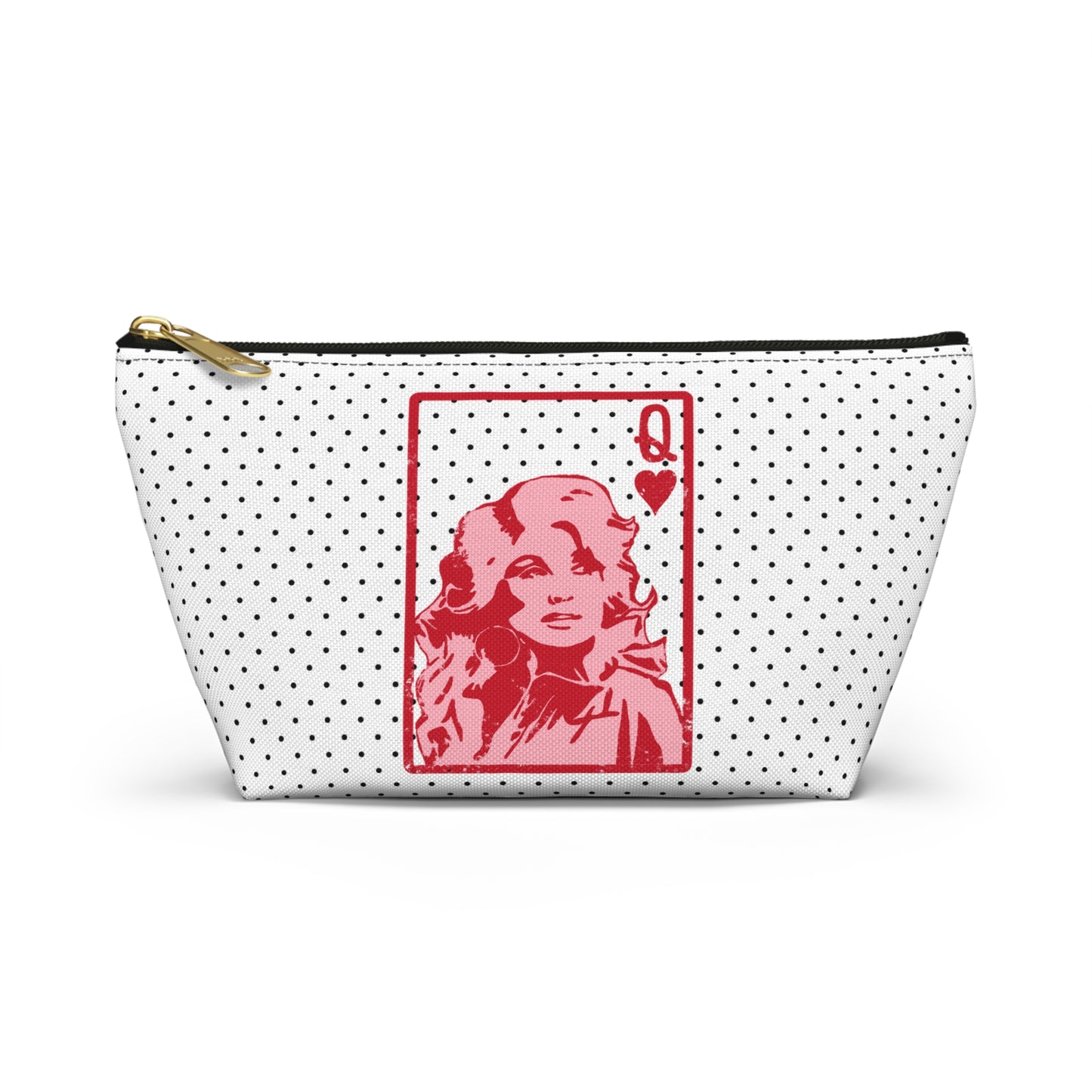 Dolly Queen of Hearts Polka Dot Design Valentine Accessory Pouch w T-bottom