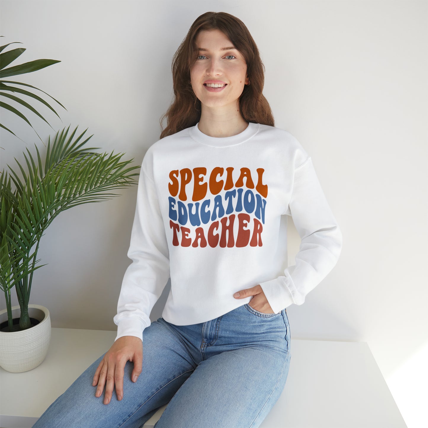 Retro Warm Colored Special Education Teacher Unisex Heavy Blend™ Crewneck Sweatshirt