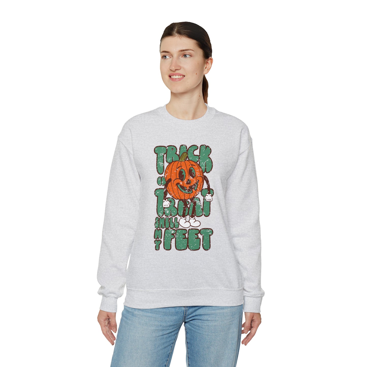 Distressed Trick or Treat Smell My Feet Heavy Blend™ Crewneck Sweatshirt