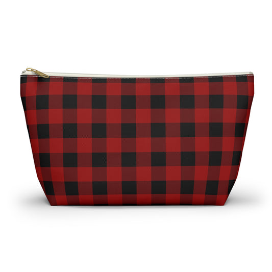 Red and Black Buffalo Plaid/Checkered Print Design  Accessory Pouch w T-bottom