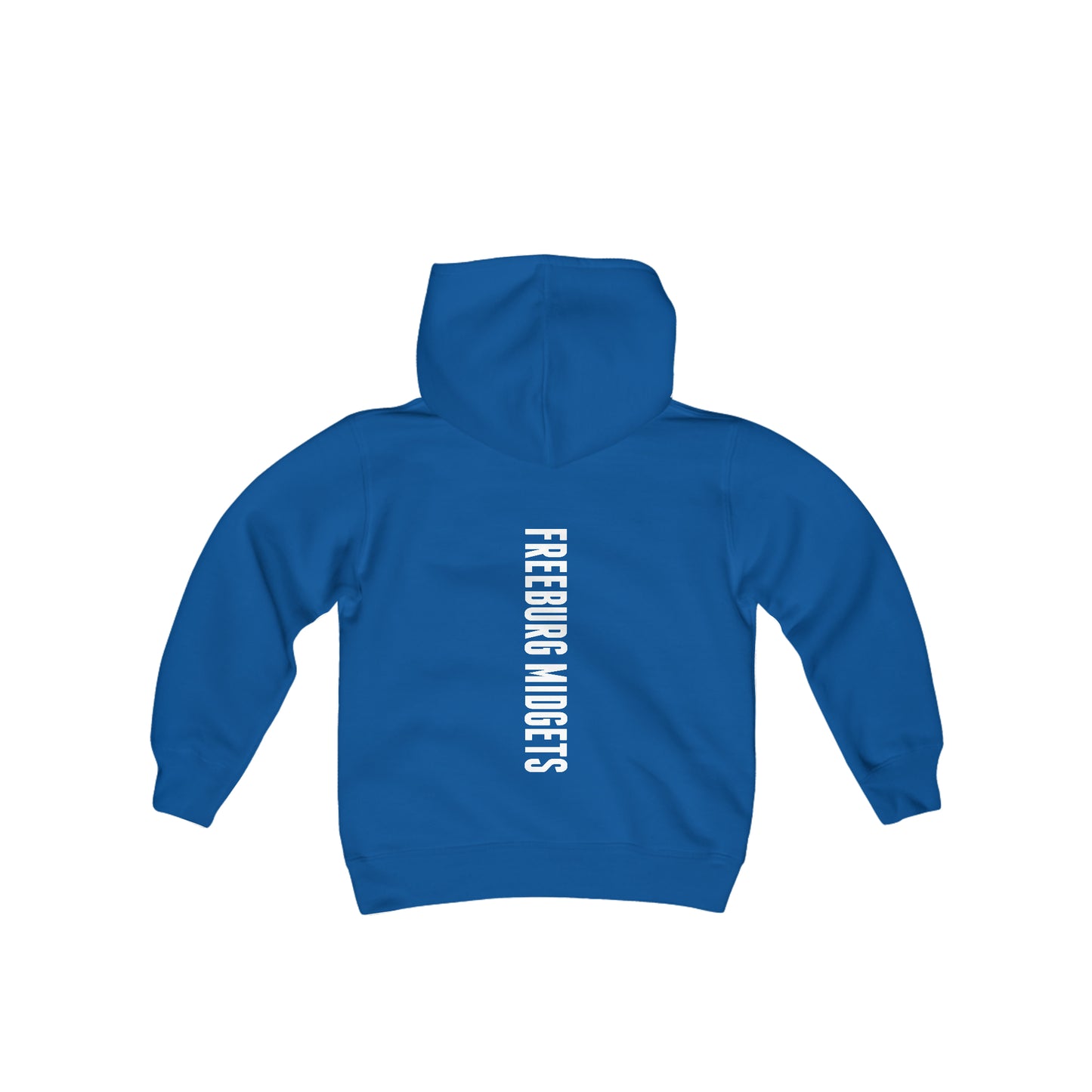 YOUTH - Front and Back Design - Varsity F and Vertical Freeburg Midgets Logo Youth Heavy Blend Hooded Sweatshirt