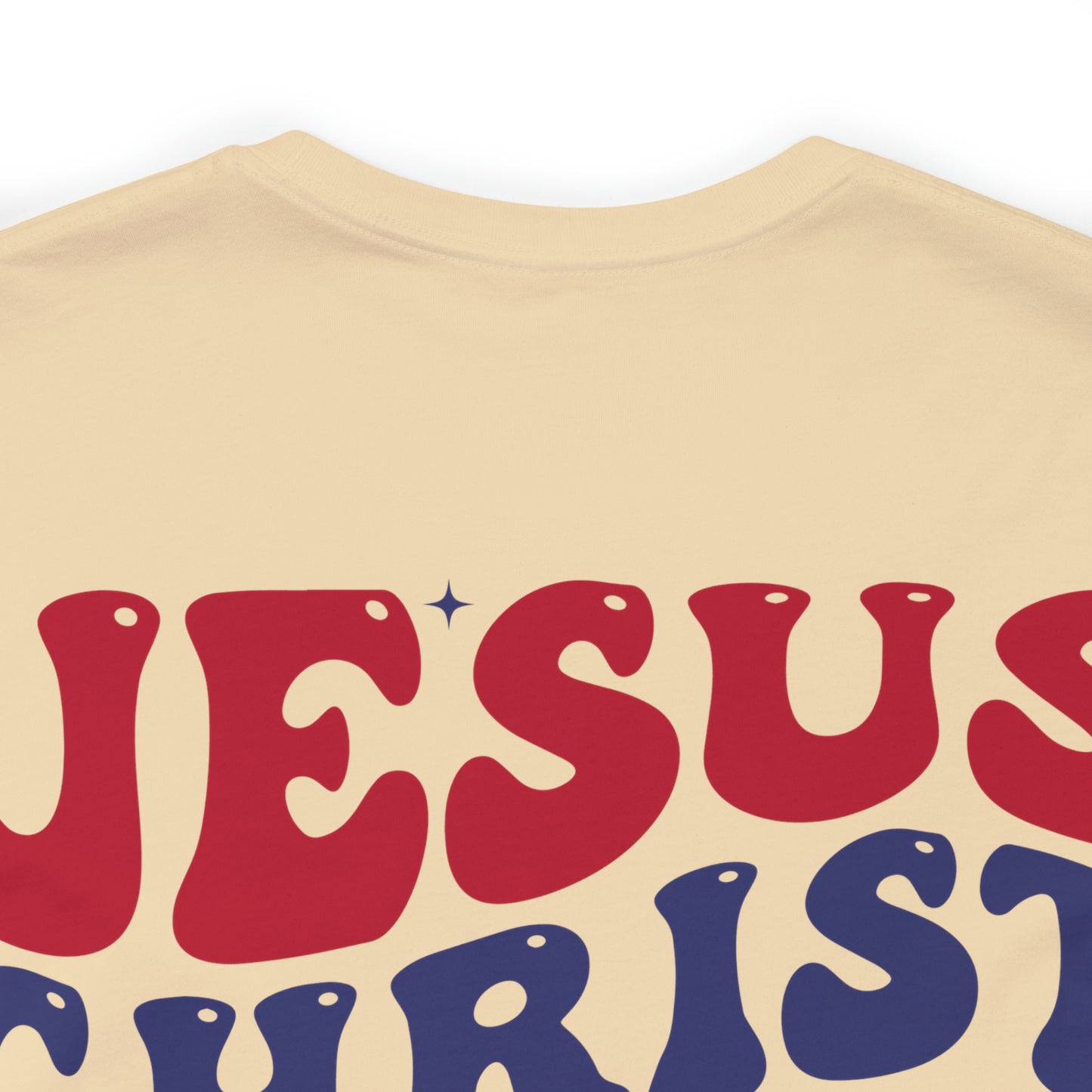 "Jesus Christ Stars and Stripes" (Front and Back Design) Unisex Jersey Short Sleeve Tee