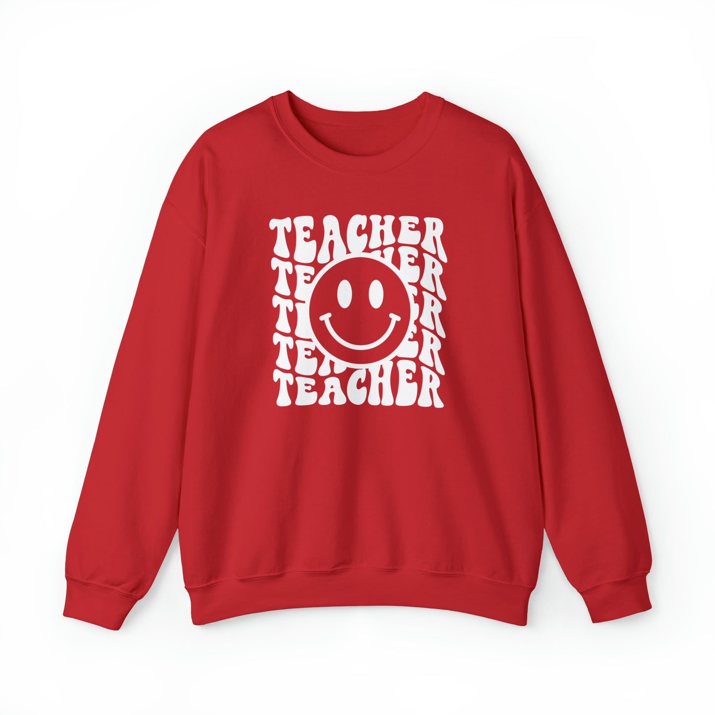 Teacher with Smiley Face White Logo Unisex Heavy Blend™ Crewneck Sweatshirt