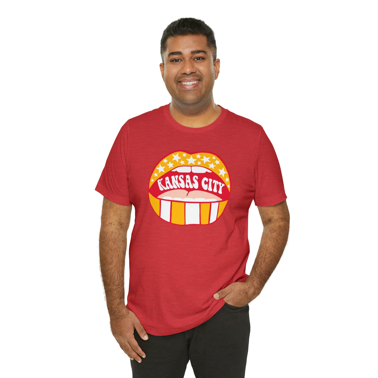 Swift Kelce 87 Football Lips Bella Jersey Short Sleeve Tee (Unisex) - Front and Back Design