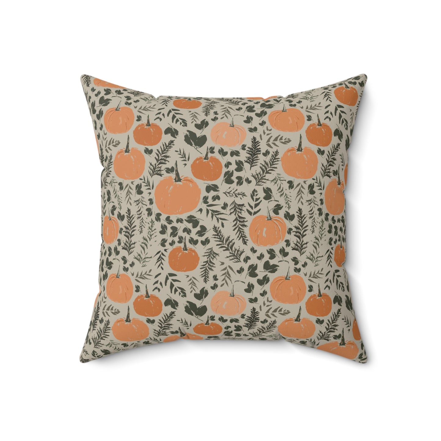 Pumpkin Patch Green Fall/ Halloween Spun Polyester Square Pillow