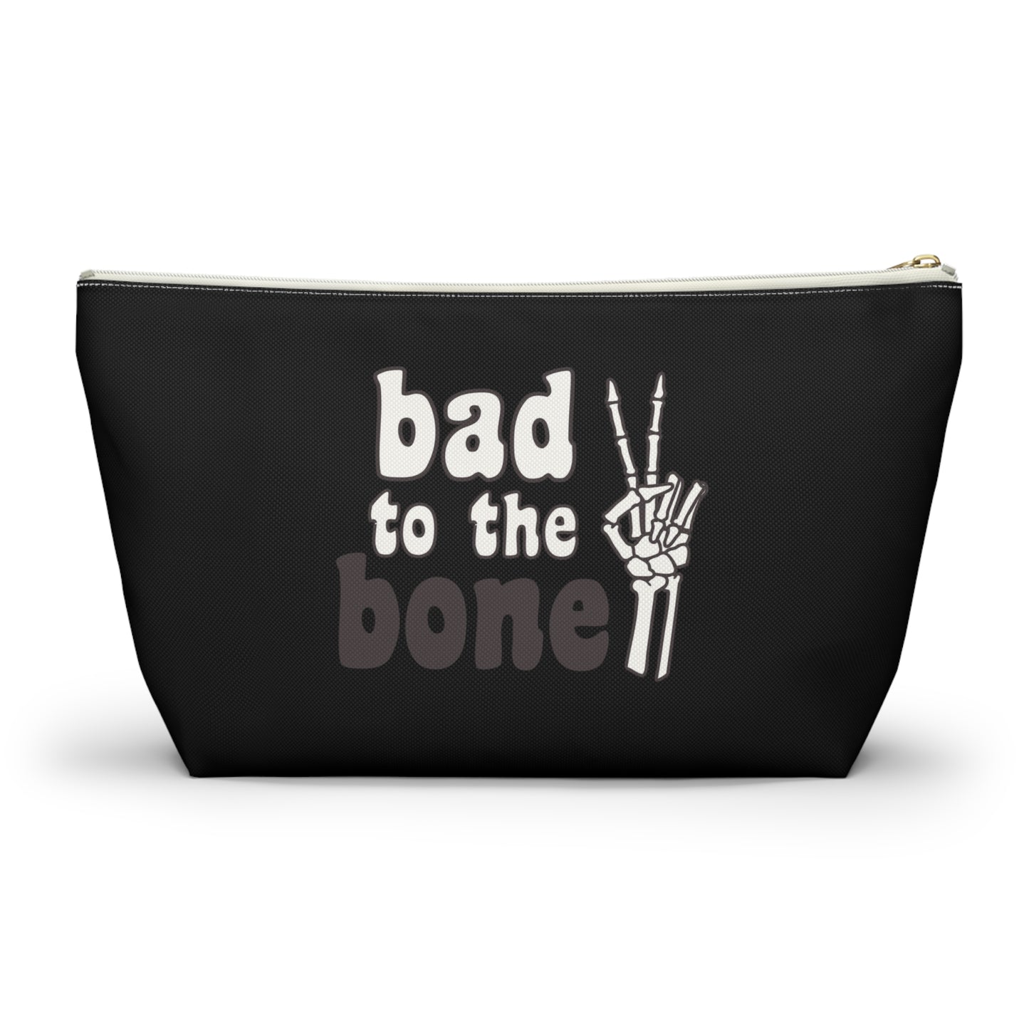 Bad to the Bone Skeleton Hand Peace Sign Accessory Pouch w T-bottom