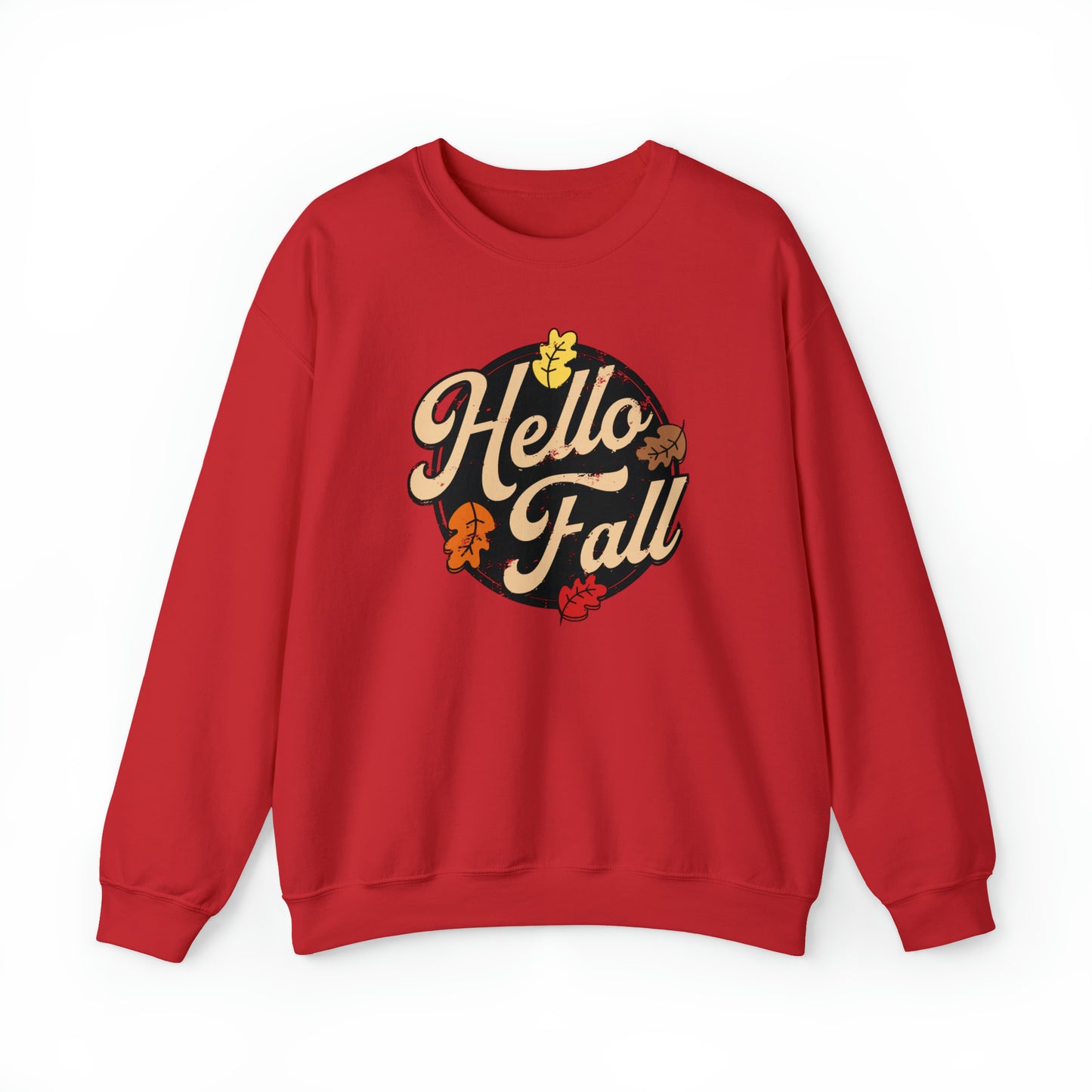 Hello Fall Halloween Retro Warm Colored  Unisex Heavy Blend™ Crewneck Sweatshirt