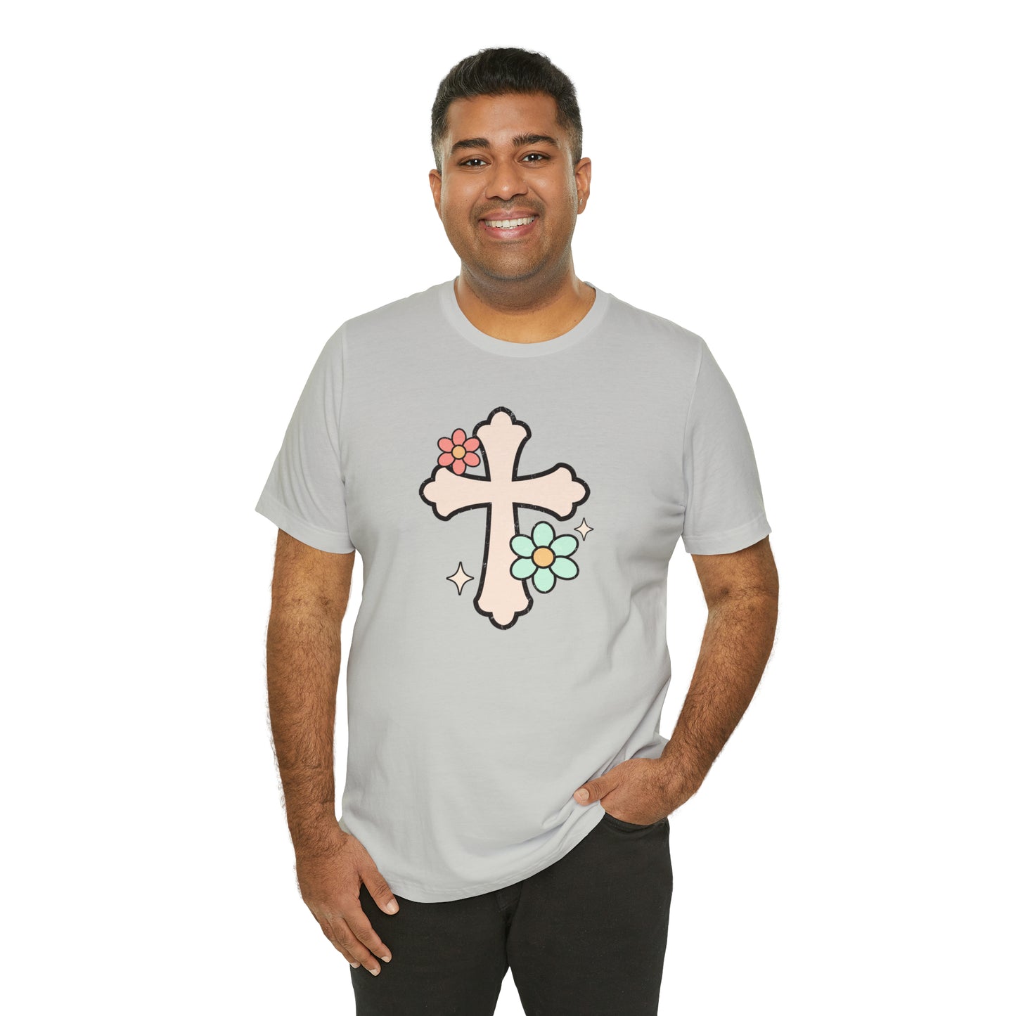 Vintage Floral Boho Cross T-Shirt