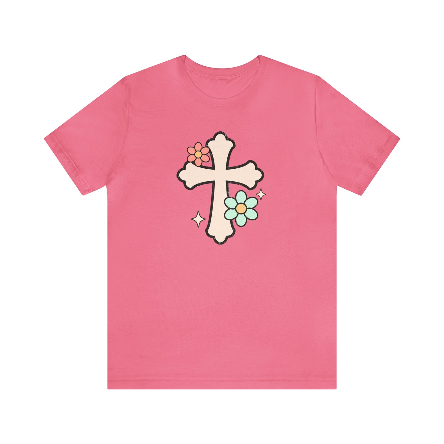 Vintage Floral Boho Cross T-Shirt