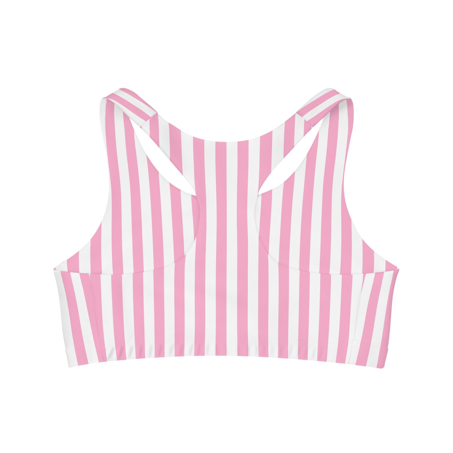 Pink Striped Vertical Seamless Sports Bra