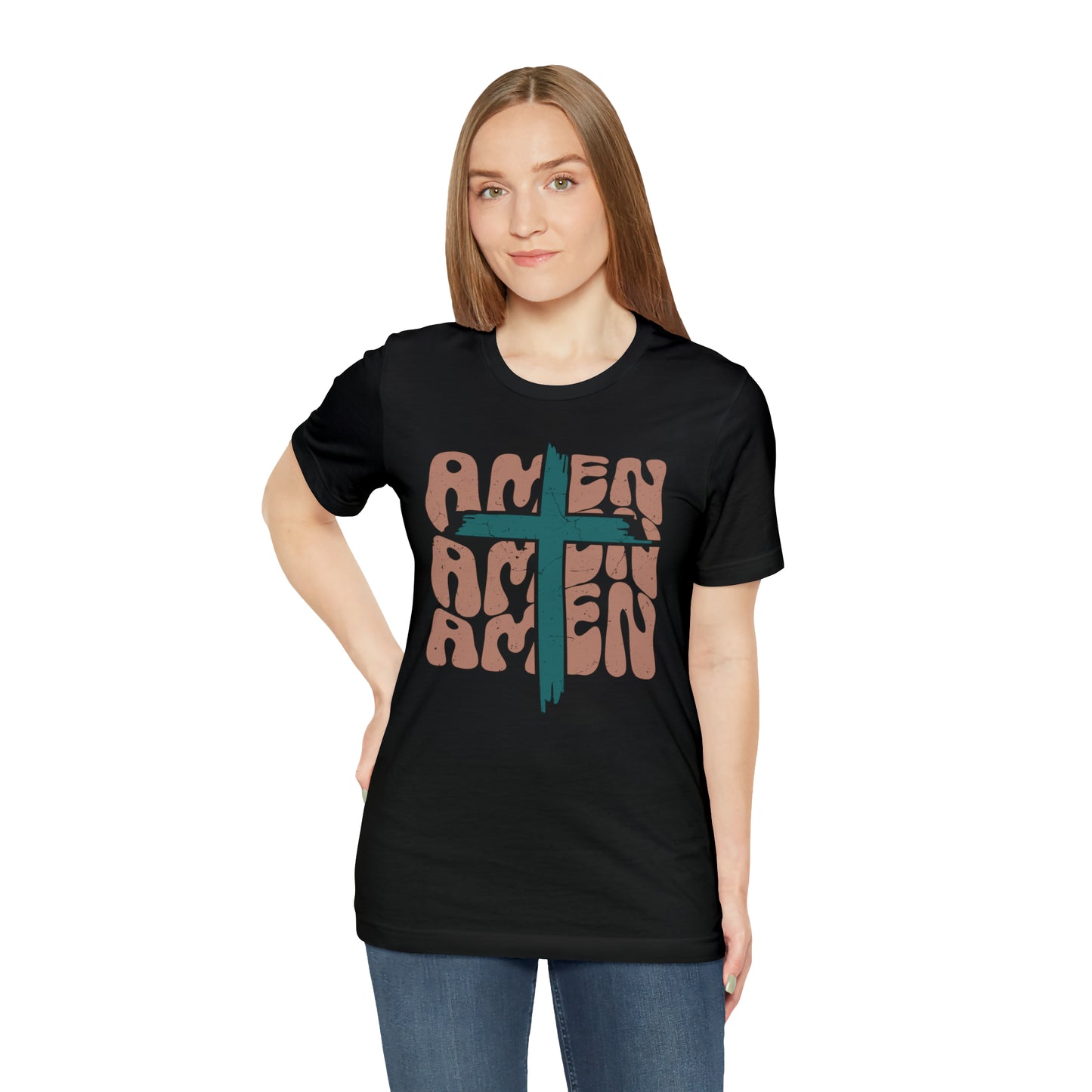 Amen Amen Amen with Cross Boho Color T-Shirt