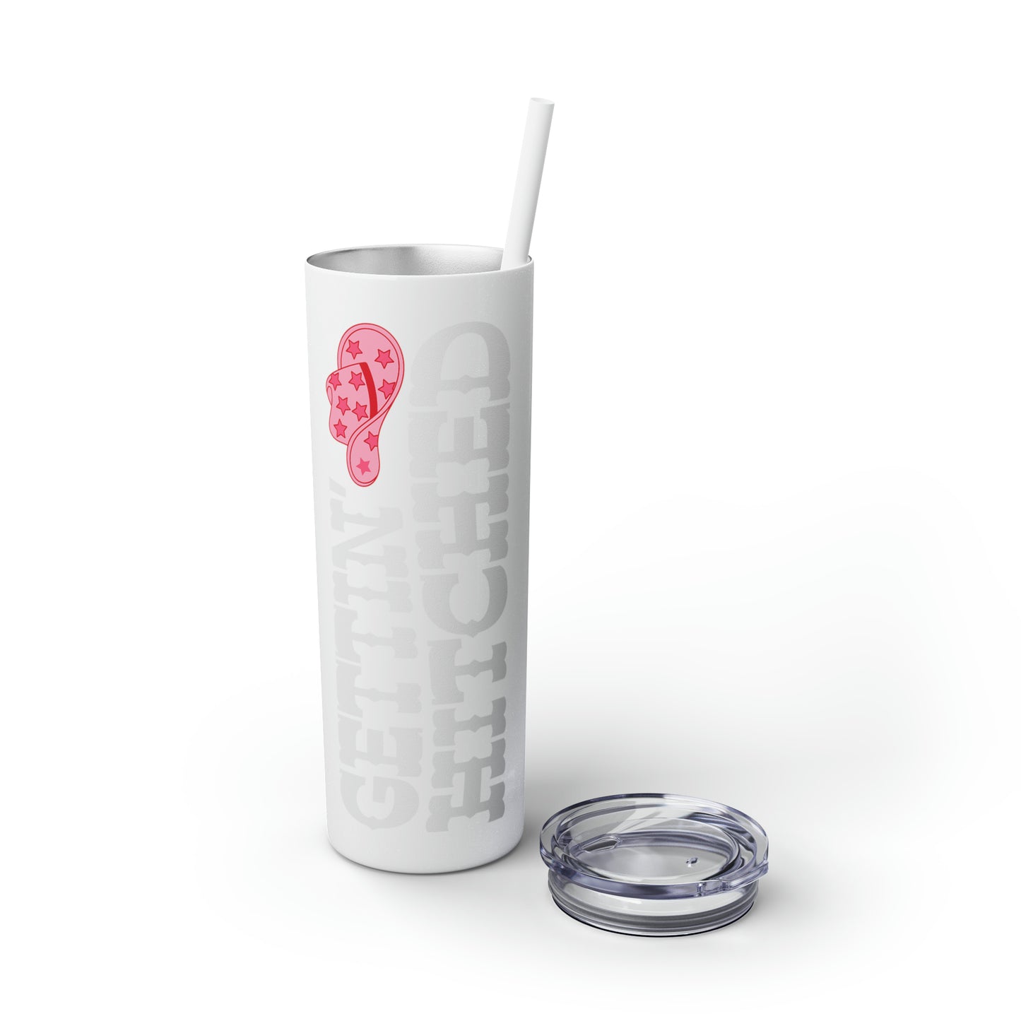 Gettin Hitched Skinny Tumbler with Straw, 20oz