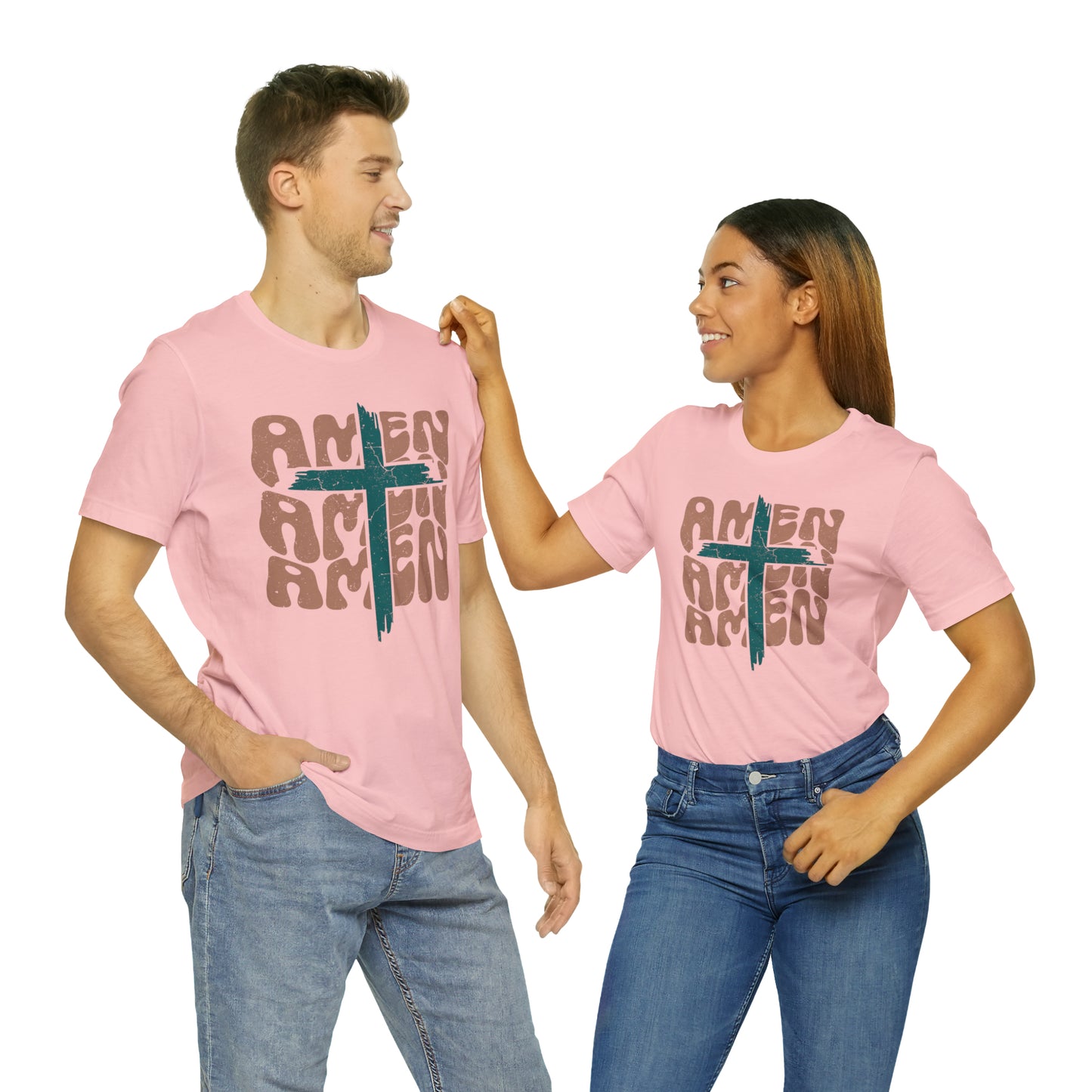 Amen Amen Amen with Cross Boho Color T-Shirt