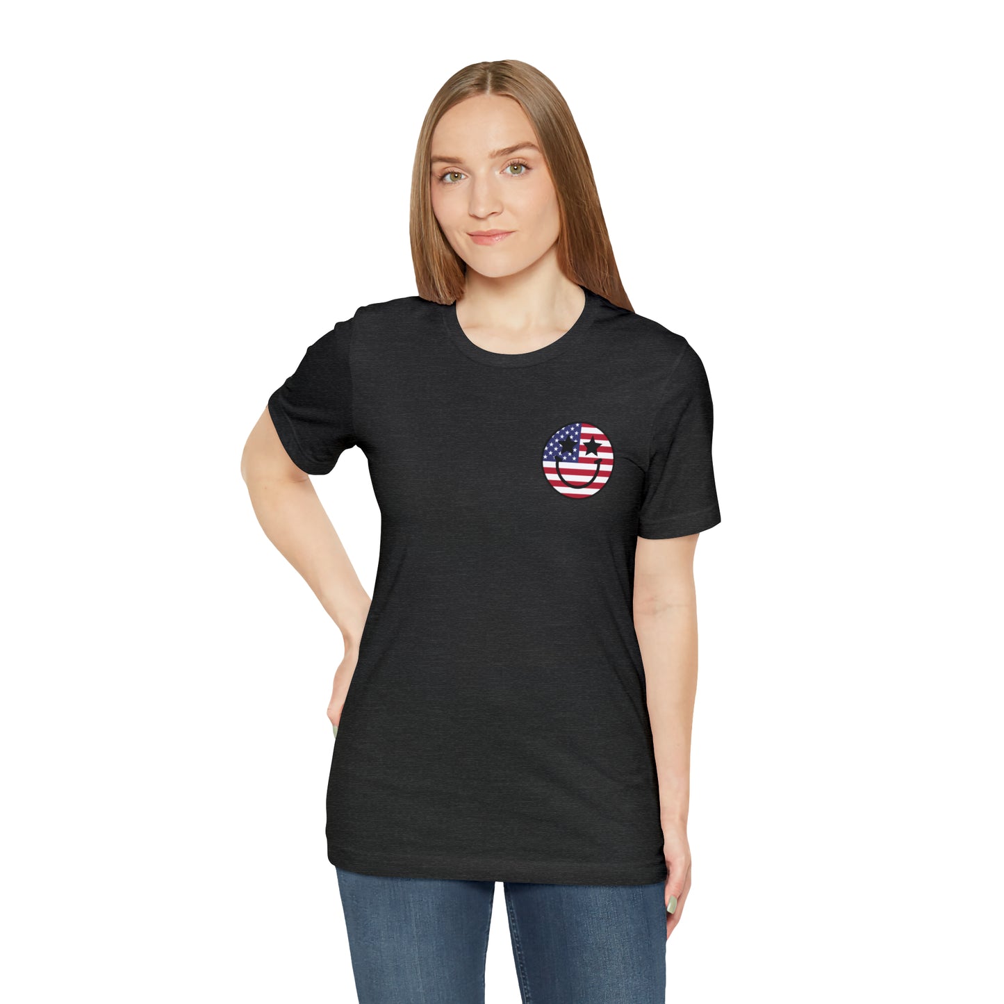 "Jesus Christ Stars and Stripes" (Front and Back Design) Unisex Jersey Short Sleeve Tee