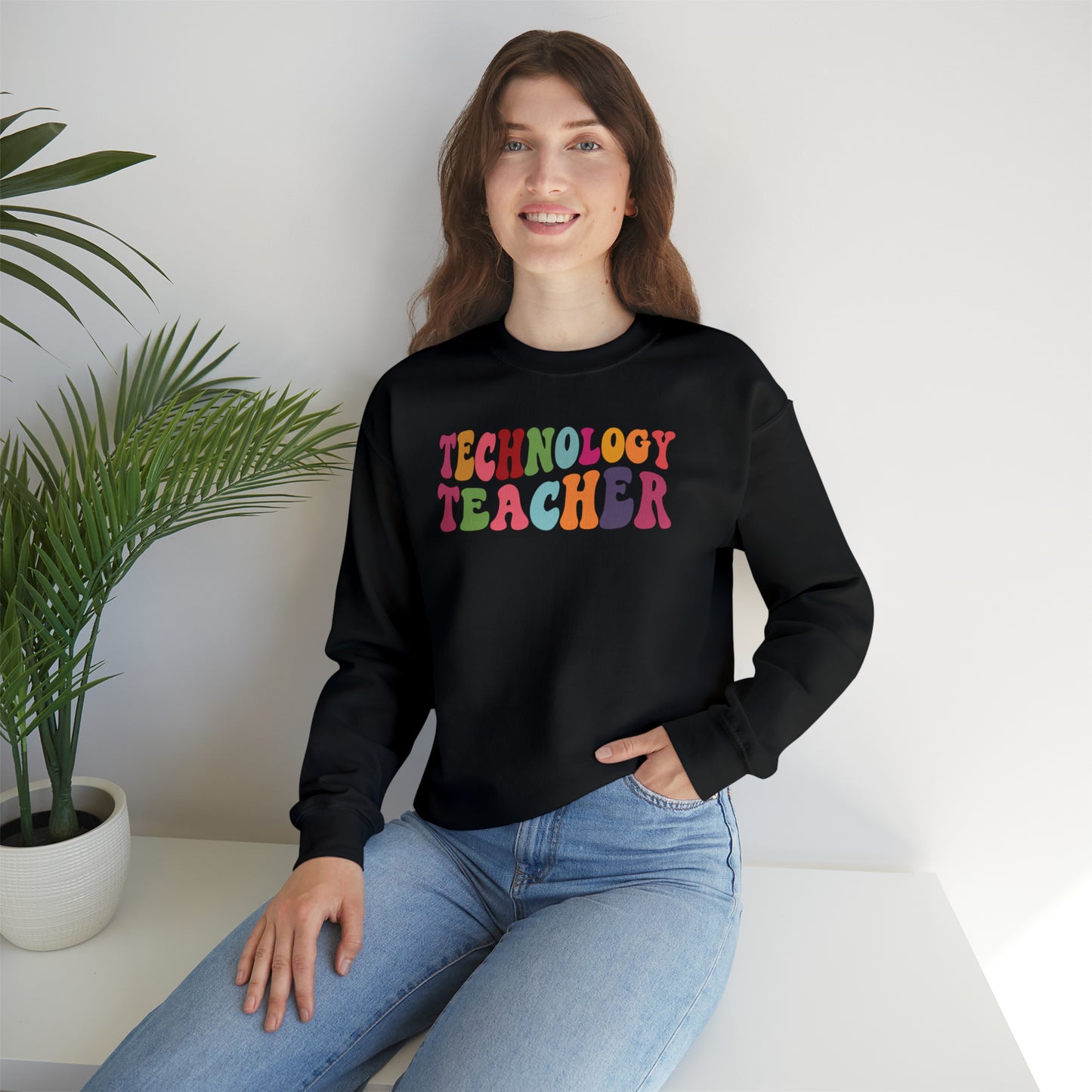 Multi-Colored Technology Teacher Lined Heavyweight Crewneck Sweatshirt