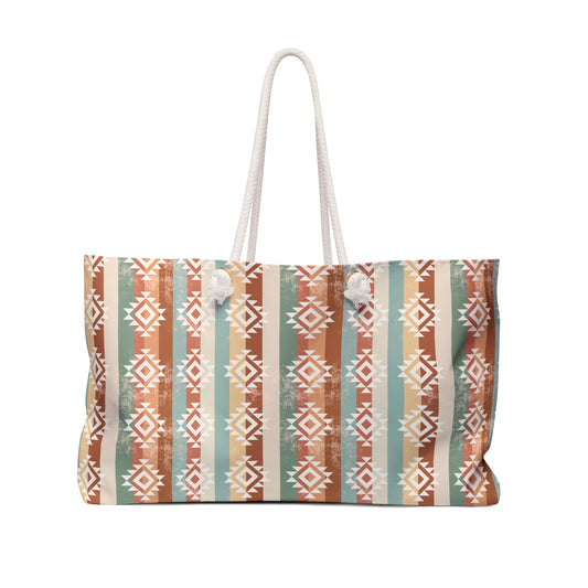 Brown and Cream Aztec Weekender Bag