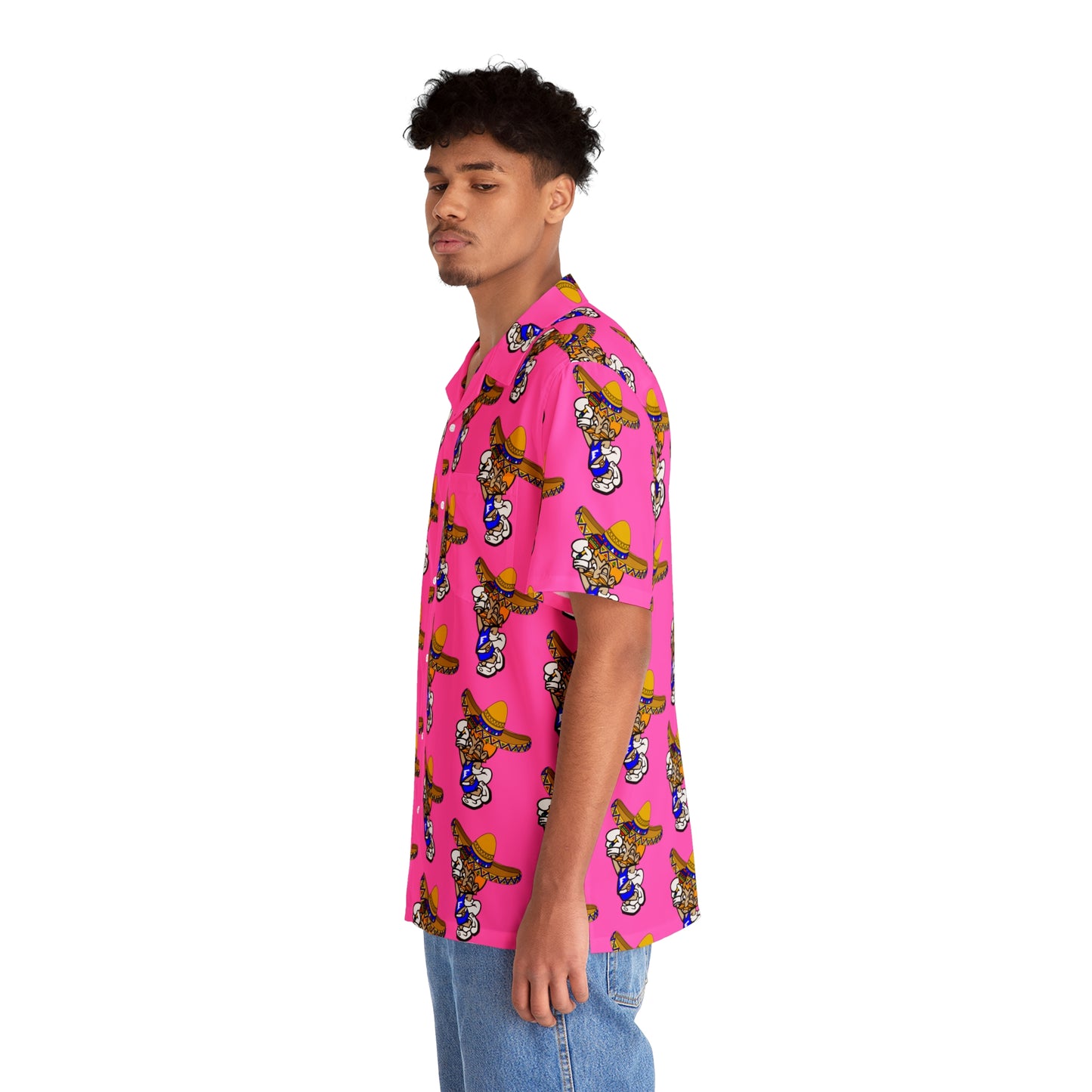 Freeburg Sombrero Midget Men's Hawaiian Shirt - Neon Pink