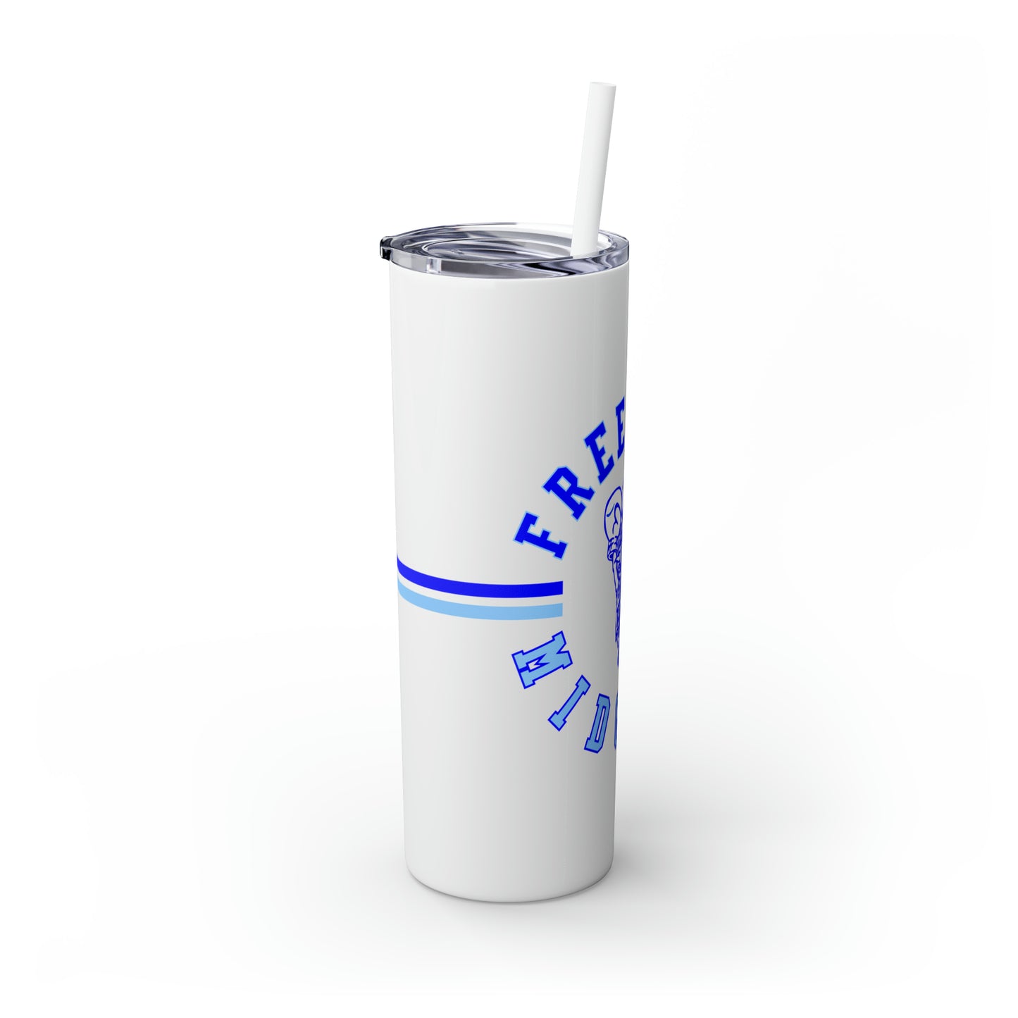 Freeburg Midgets Multi-Striped Circle Logo Skinny Tumbler with Pick your Color Straw, 20oz