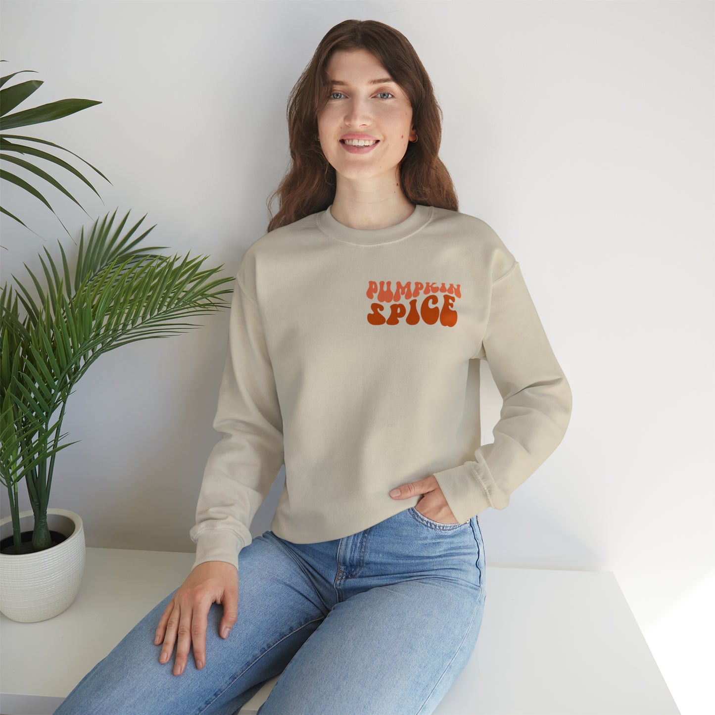 Pumpkin Spice and Chill (Front and Back) Design Heavy Blend™ Crewneck Sweatshirt