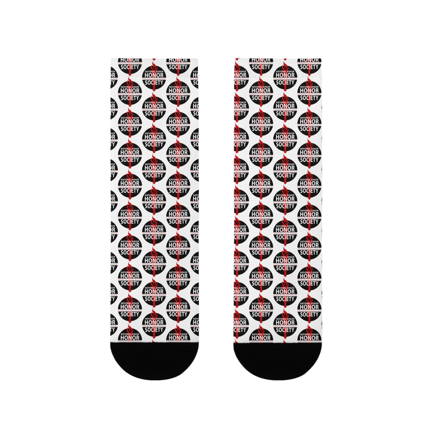 Freeburg Middle School National Junior Honor Society Red and Black Design Sublimation Crew Socks (EU) - White