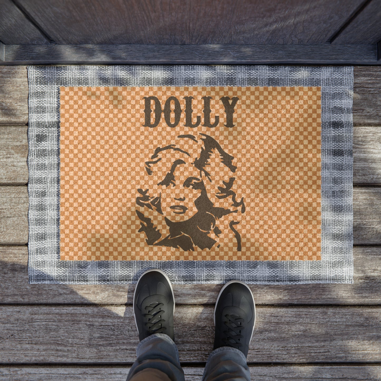 Dolly Portrait Checkerboard Coir Mat