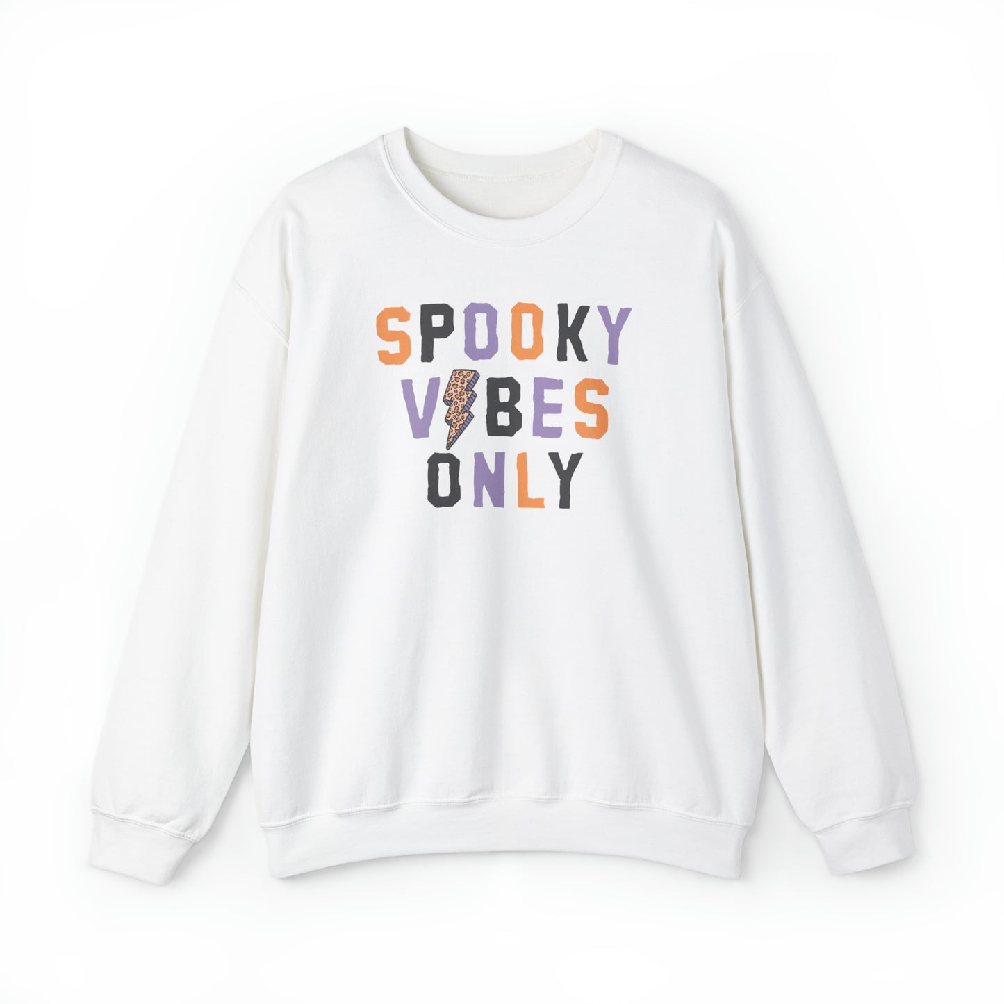 Spooky Vibes Fall Halloween Retro Warm Colored  Unisex Heavy Blend™ Crewneck Sweatshirt