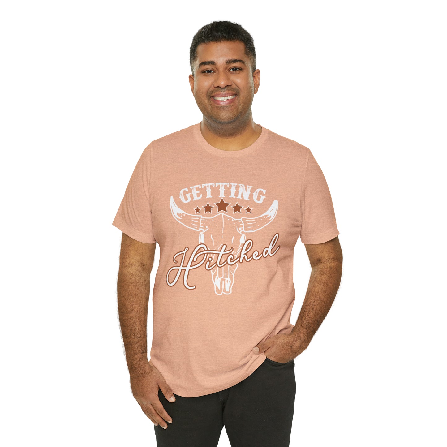 Vintage Getting Hitched Bride/ Groom T-Shirt - White Design