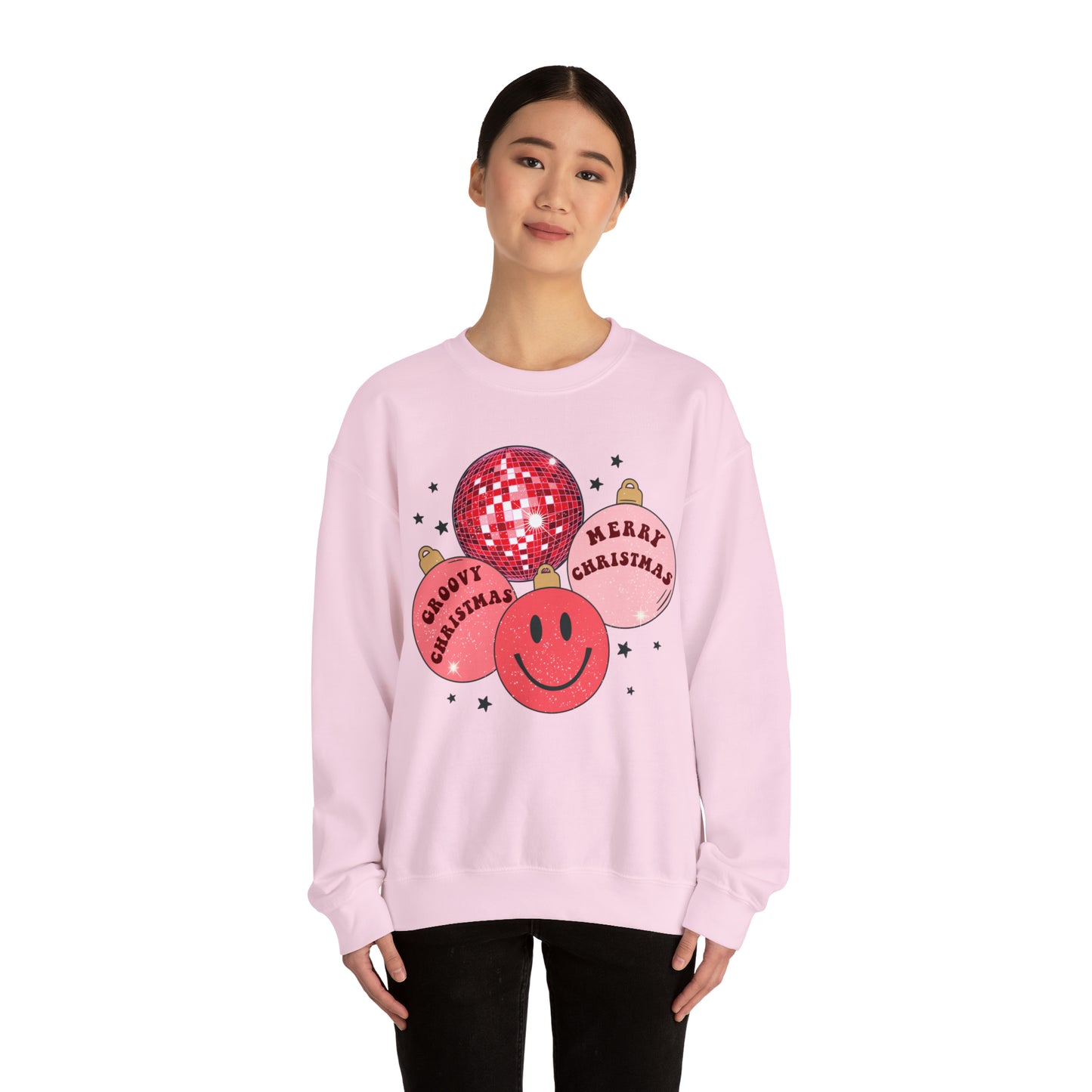 Groovy Christmas Ornaments Unisex Heavy Blend™ Crewneck Sweatshirt