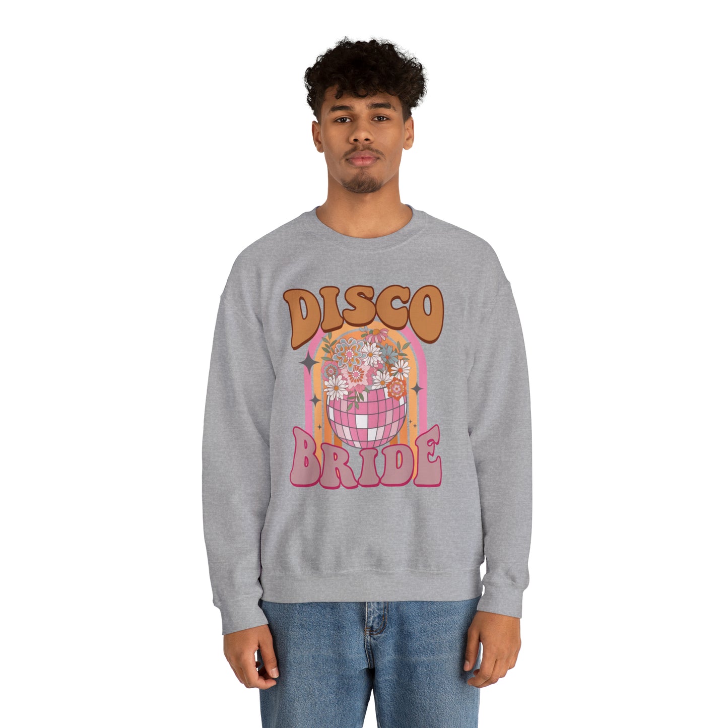 Retro Disco Bride Mirror Ball Bride Unisex Heavy Blend™ Crewneck Sweatshirt