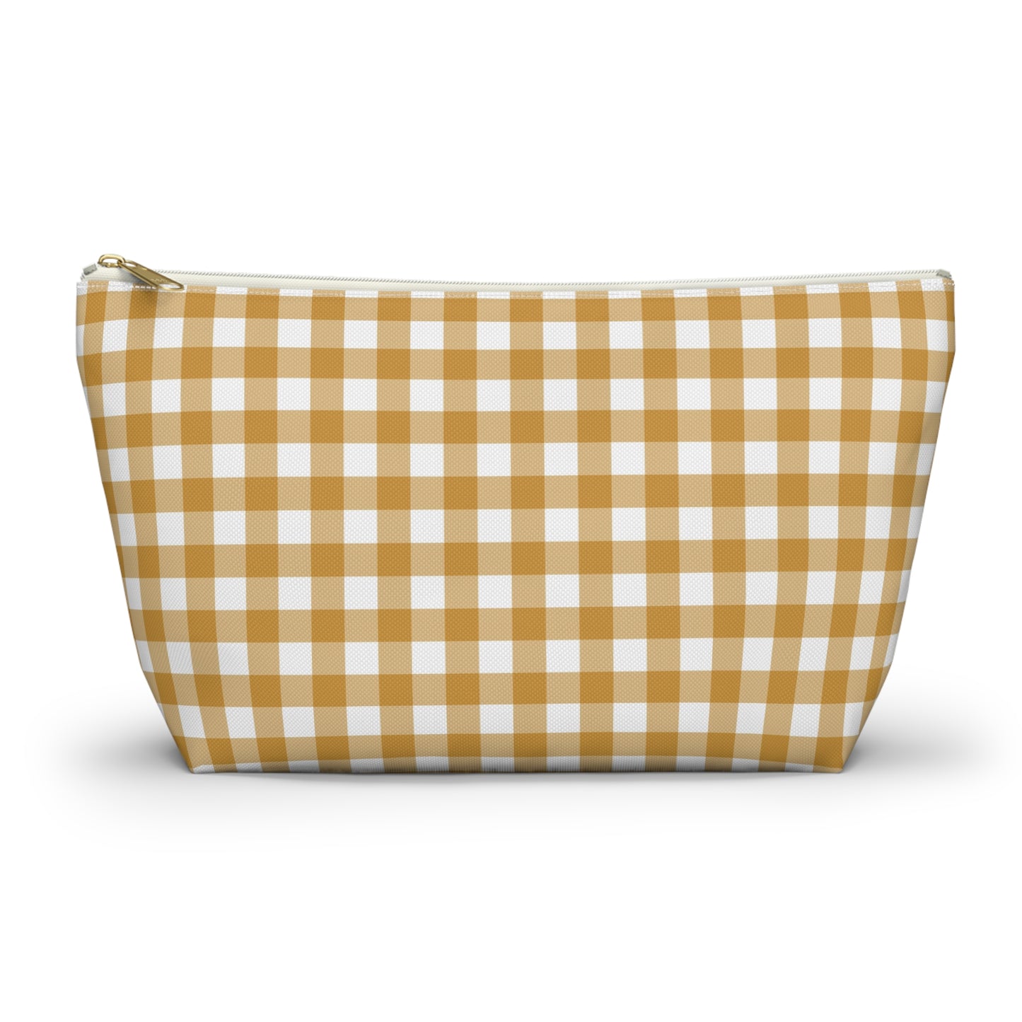 Mustard Gingham Print Design  Accessory Pouch w T-bottom