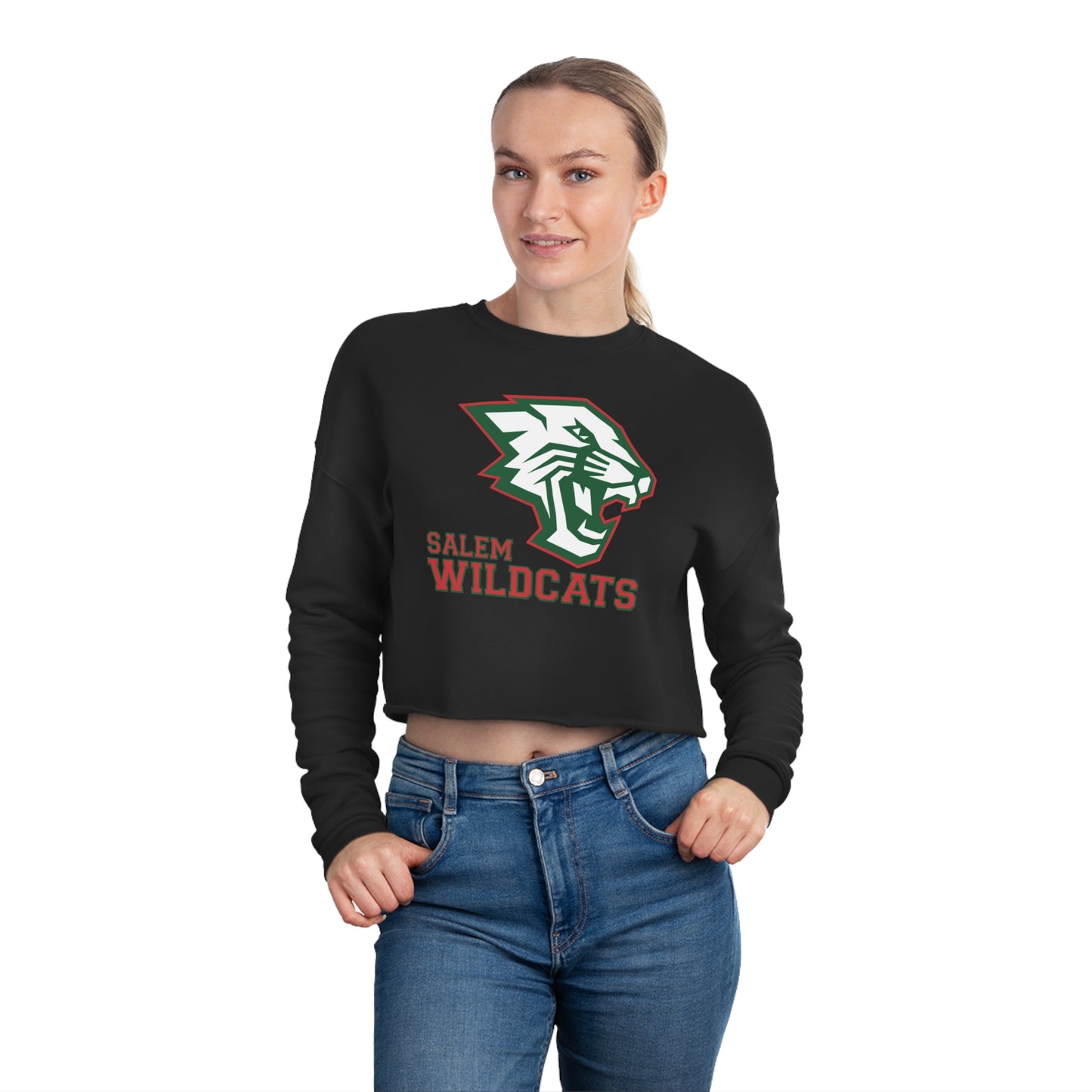 Salem Wildcat Women's Cropped Sweatshirt - Black