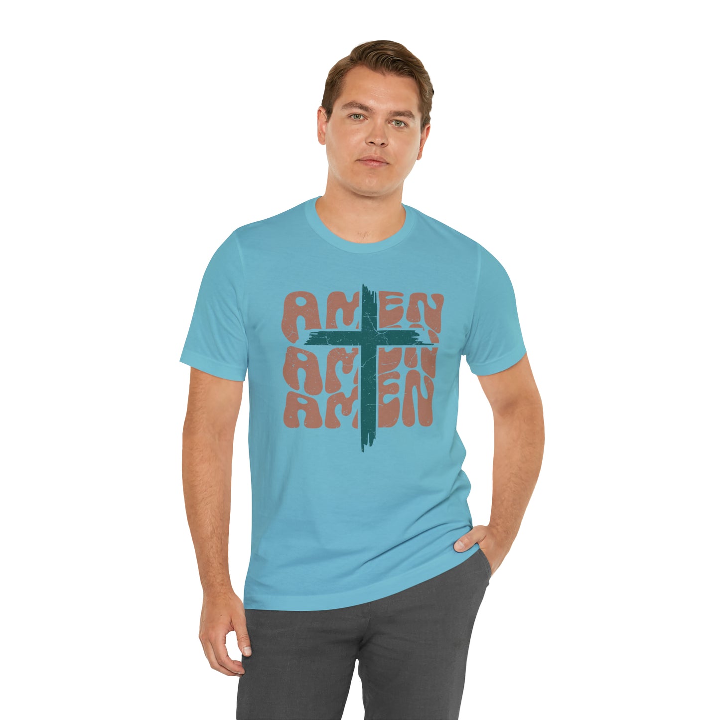 Amen Amen Amen with Cross Boho Color T-Shirt