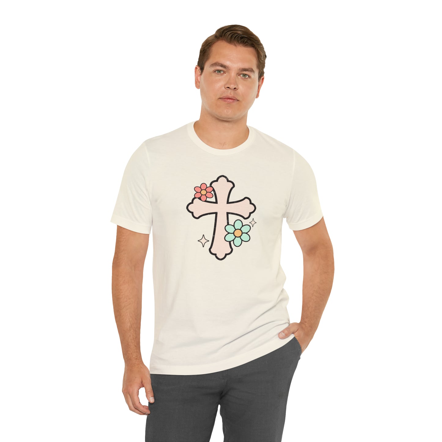 Vintage Floral Boho Cross T-Shirt