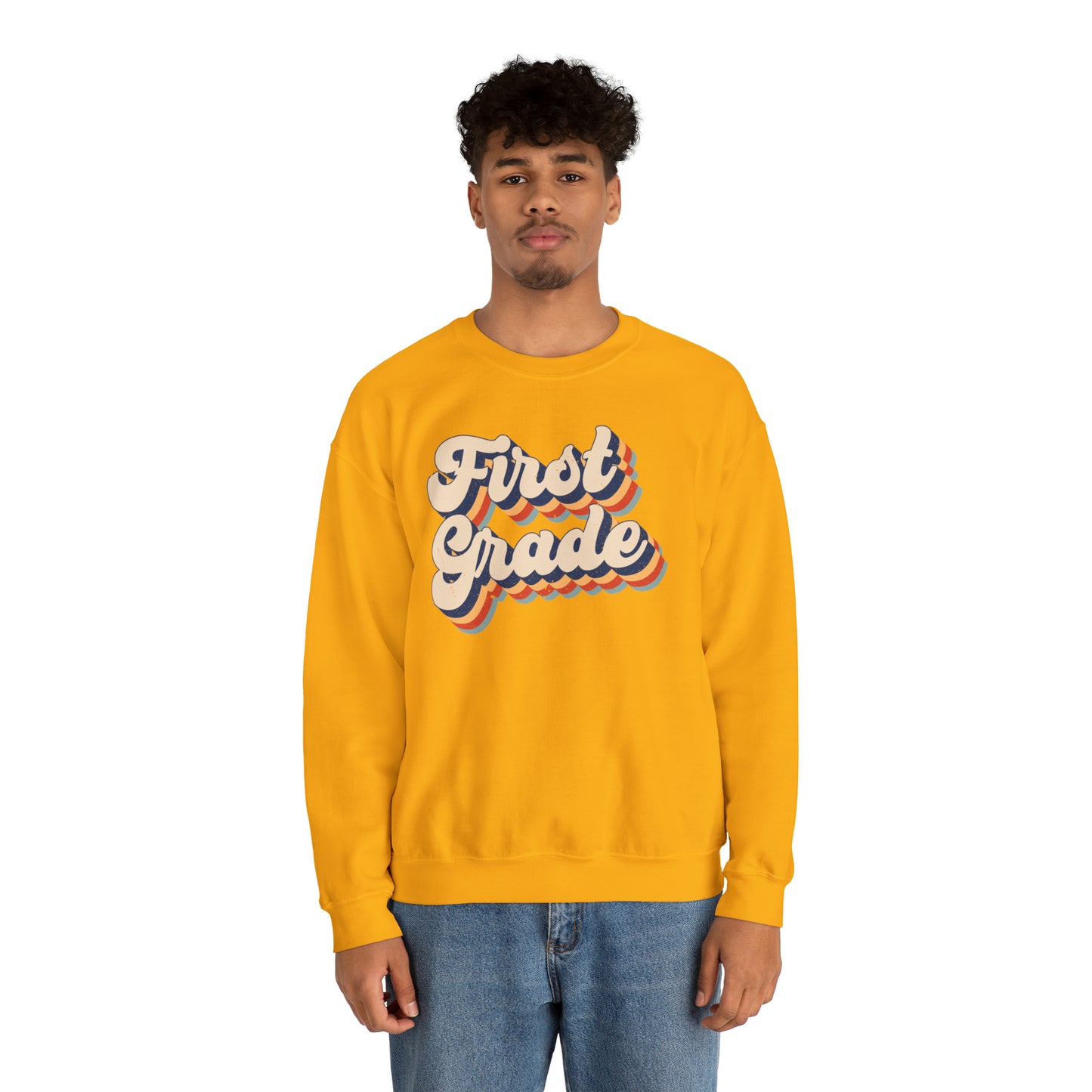 Retro 1st Grade Unisex Heavy Blend™ Crewneck Sweatshirt