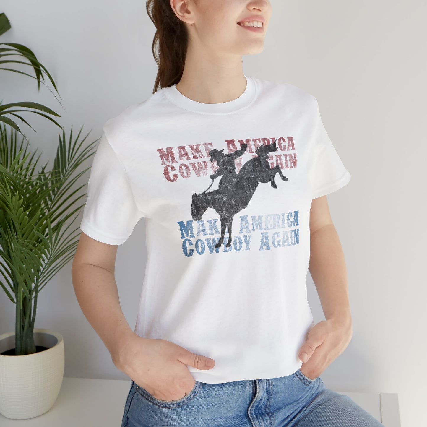 "Make America Cowboy Again" Unisex Jersey Short Sleeve Tee