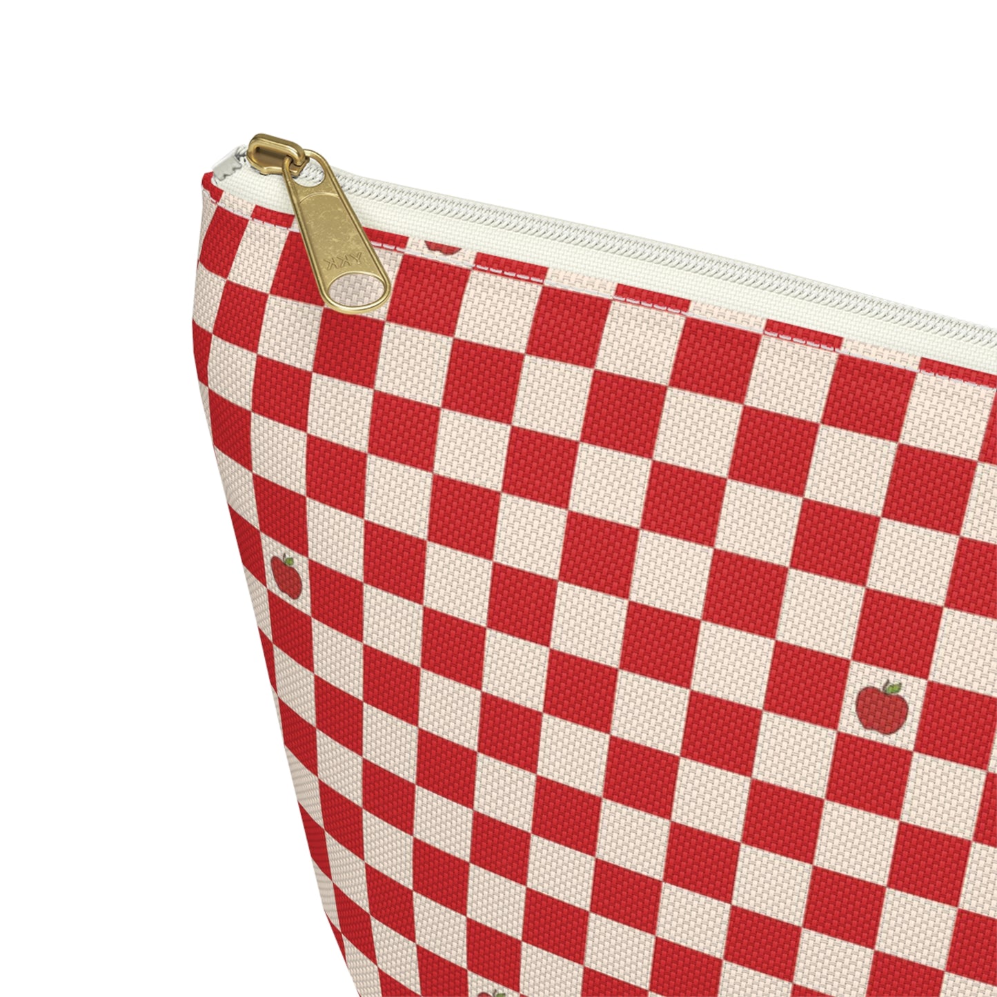 Rustic Apple Red Checkered Print Design Accessory Pouch w T-bottom